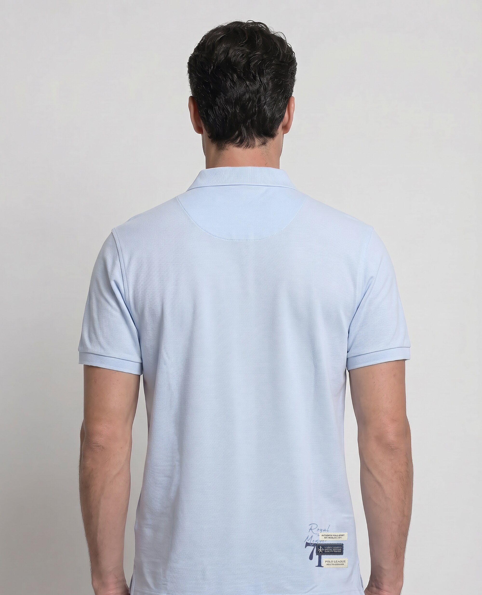 Polo de Piqué de Manga Curta Corte Classic Azul-celeste-2