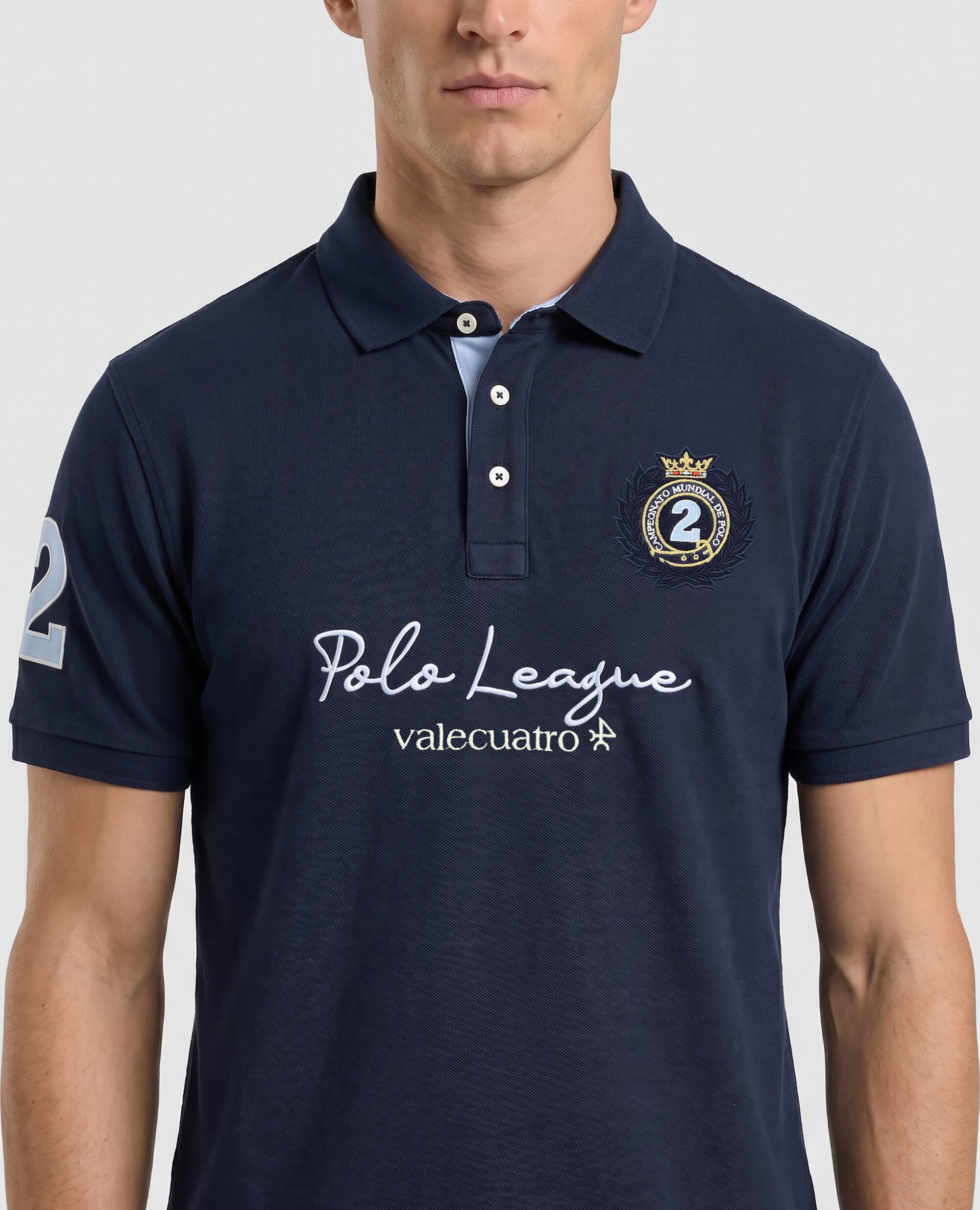 Polo de Piqué de Manga Curta Corte Classic Azul-marinho-3