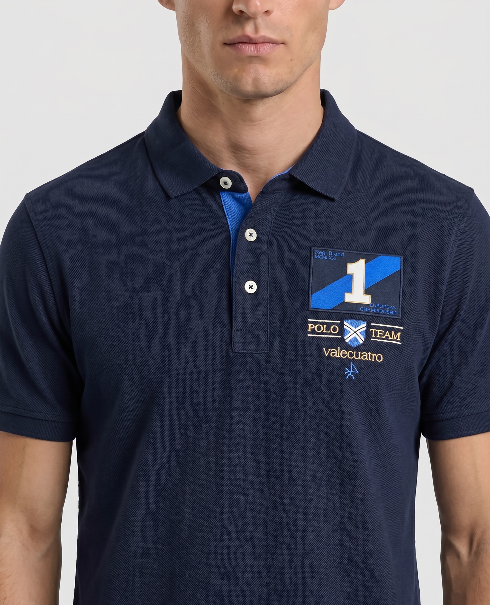 Polo de Piqué de Manga Curta Corte Classic Azul-marinho-3