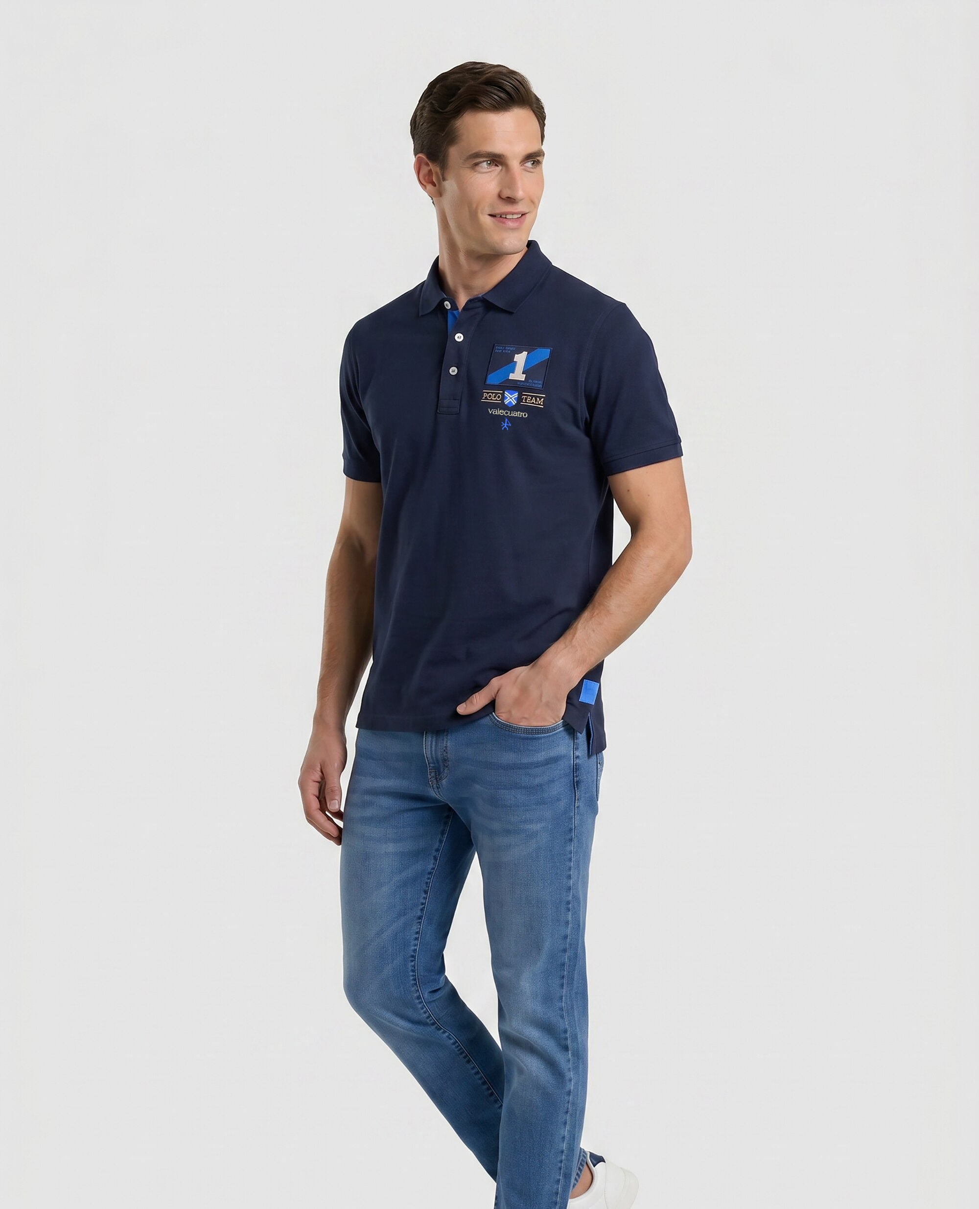 Polo de Piqué de Manga Curta Corte Classic Azul-marinho-5