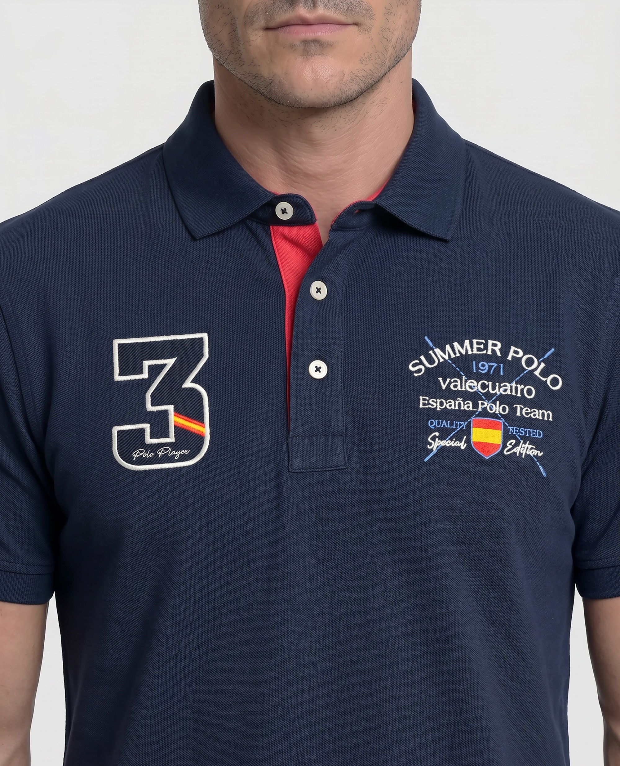 Polo de Piqué de Manga Curta Corte Classic Azul-marinho-3
