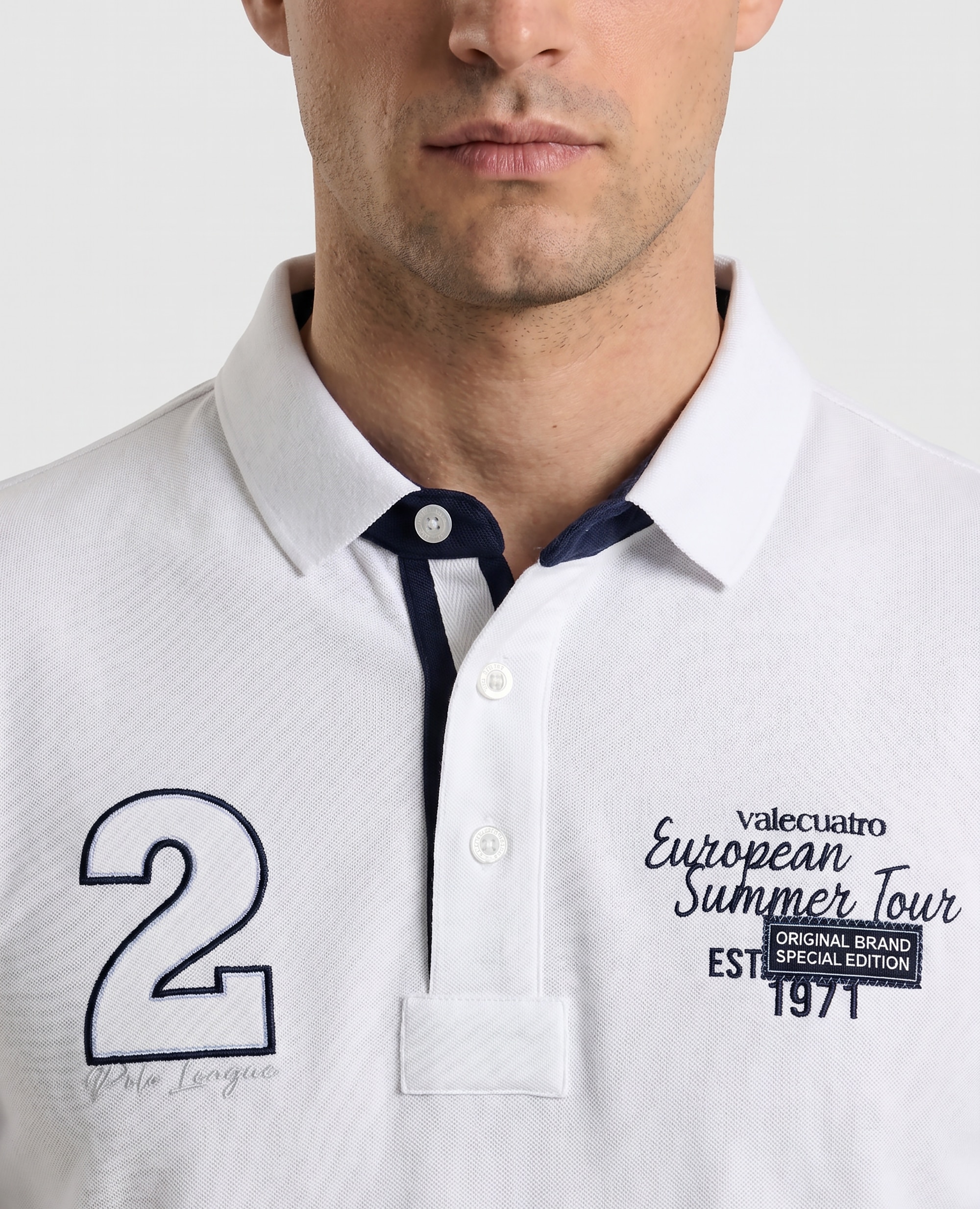 Polo de Piqué de Manga Curta Corte Classic Branco-3