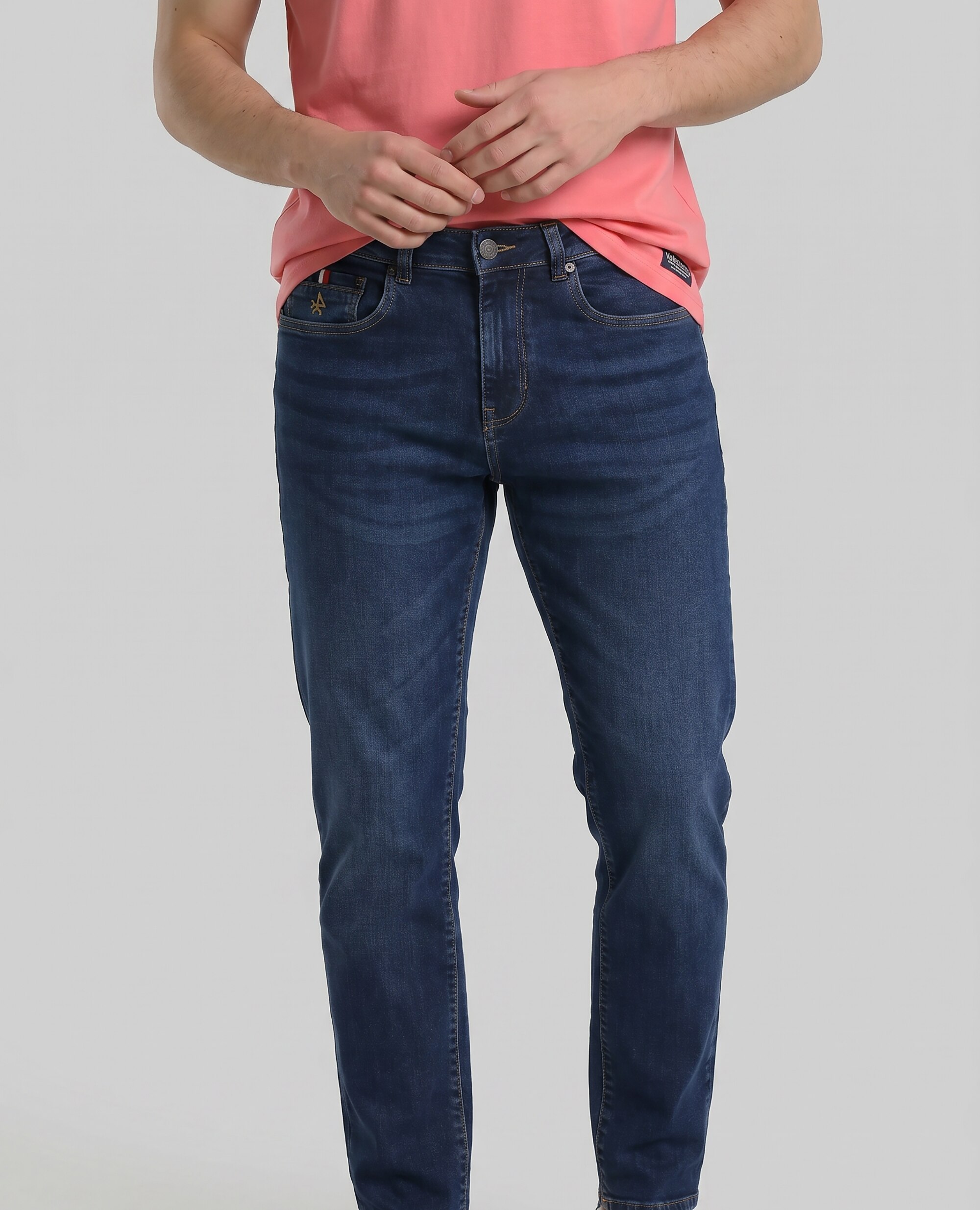 Jeans com Corte Regular Azul denim-2