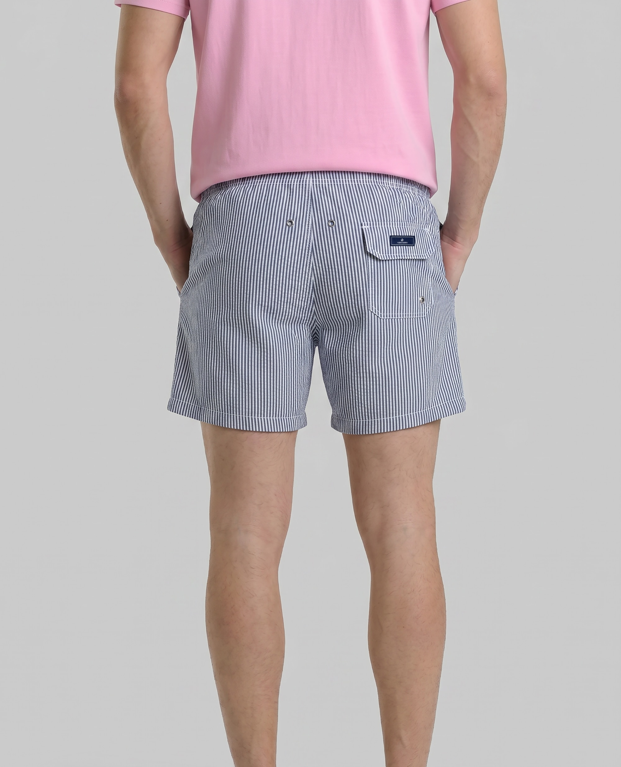 Fato de Banho Bermuda Estampado Às Riscas Azul-marinho-3