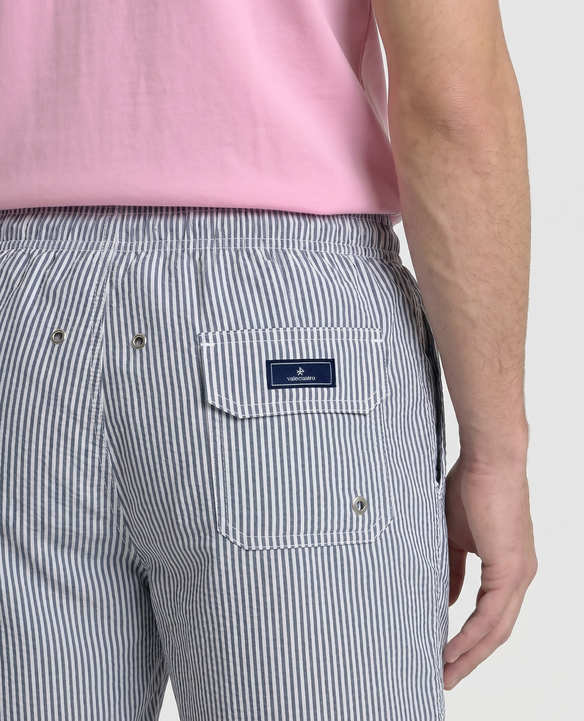 Fato de Banho Bermuda Estampado Às Riscas Azul-marinho-4