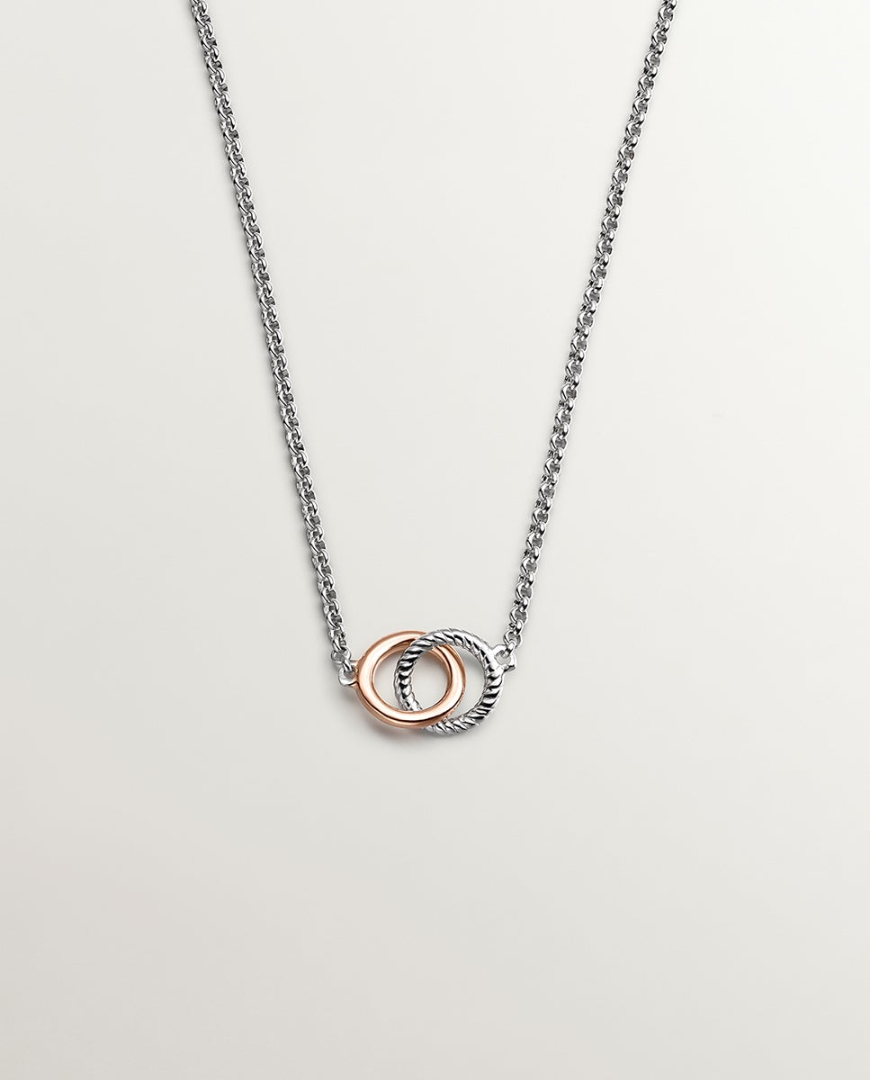 Imagem 0 de Pendente de Prata 925 e Prata 925 Banhada em Ouro Rosa de 18k com Círculos Entrelaçados