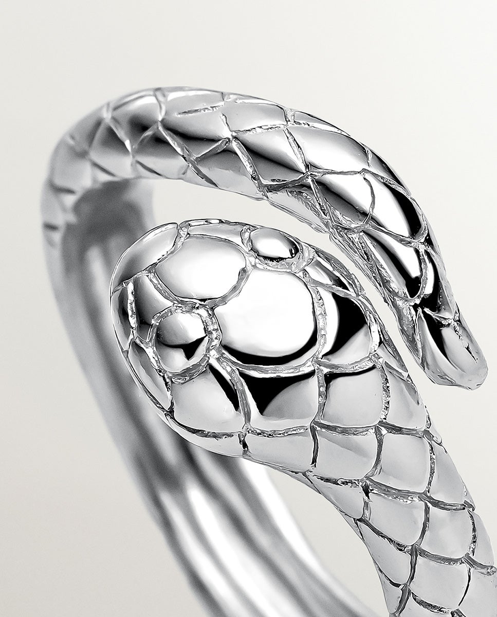 Anel de Prata 925 com Forma de Serpente Prata-5