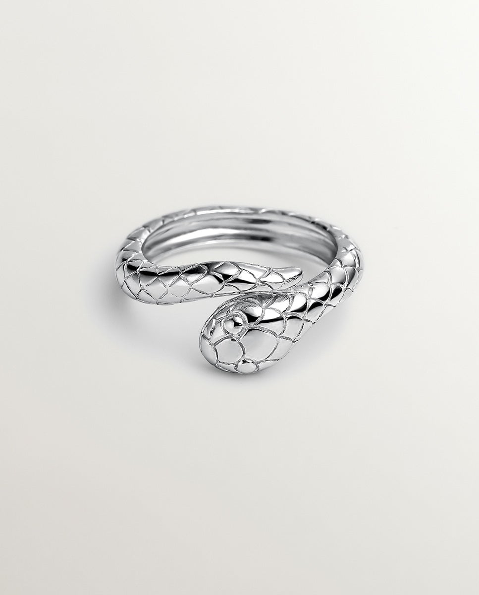 Anel de Prata 925 com Forma de Serpente Prata-3