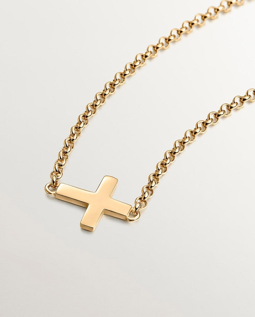 Pulseira de Prata 925 Banhada em Ouro Amarelo de 18k com Cruz Ouro-5