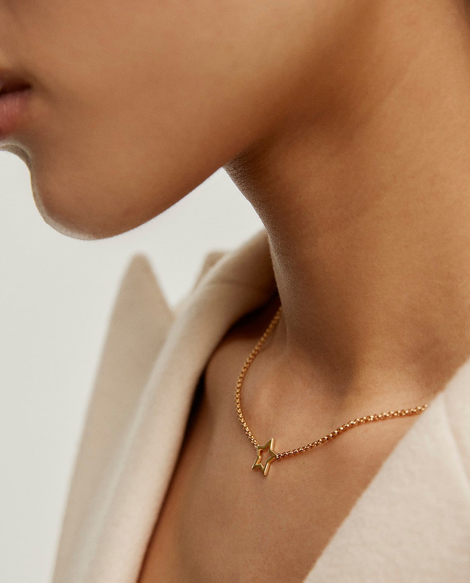 Pendente de Prata 925 Banhada em Ouro Amarelo de 18k com Estrela Ouro-4