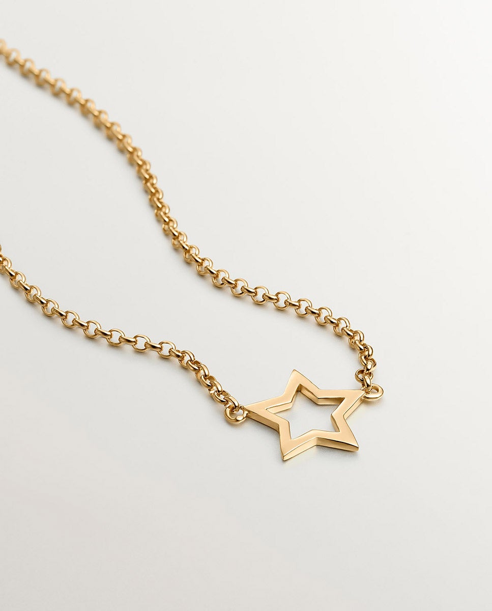 Pendente de Prata 925 Banhada em Ouro Amarelo de 18k com Estrela Ouro-5
