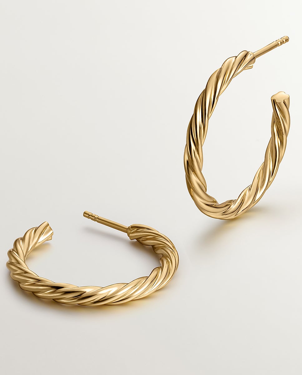 Brincos de Argola Grandes em Prata 925 com Banho em Ouro Amarelo de 18k com Textura Gallonada Ouro-1