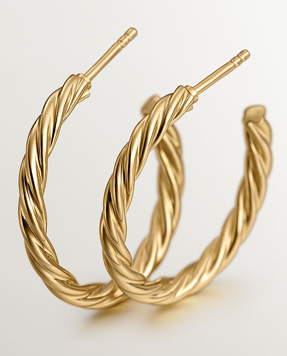Brincos de Argola Grandes em Prata 925 com Banho em Ouro Amarelo de 18k com Textura Gallonada Ouro-5