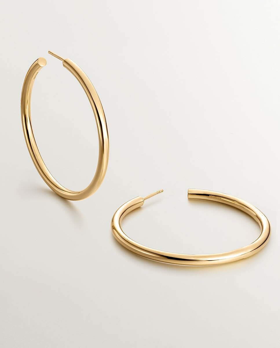 Brincos de Aro Grandes de Prata 925 Banhada em Ouro Amarelo de 18k Ouro-3