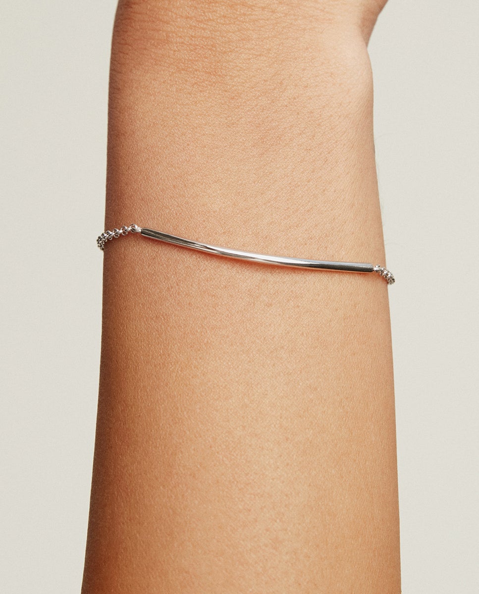 Pulseira de Prata 925 com Forma de Tubo Prata-2