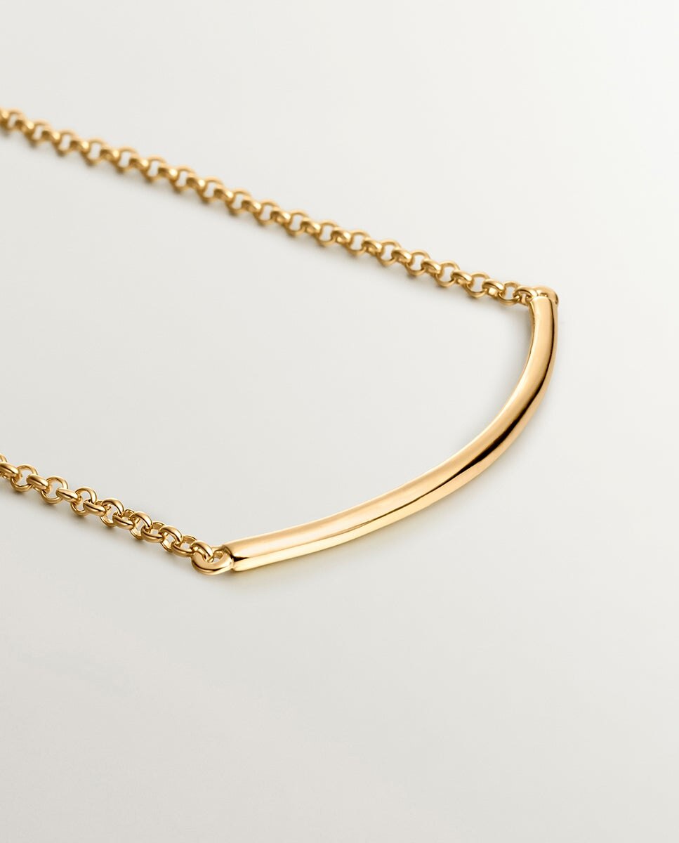 Pulseira de Prata 925 Banhada em Ouro Amarelo de 18k com Forma de Tubo Ouro-3