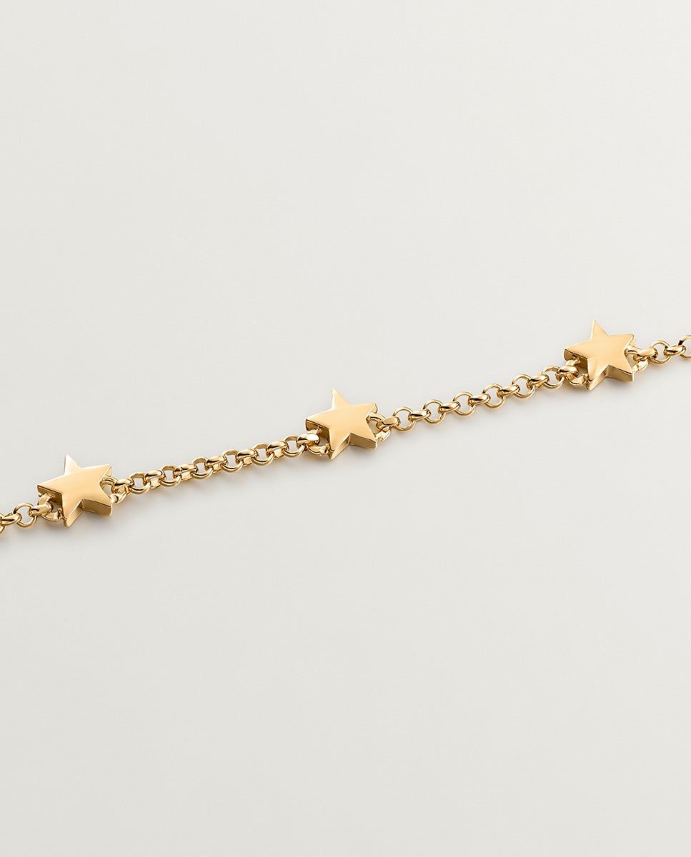 Pulseira de Prata 925 Banhada em Ouro Amarelo de 18k com Estrelas Ouro-3