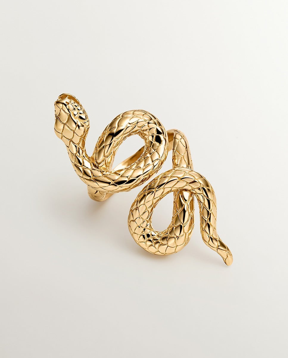 Imagem 0 de Anel Lançadeira de Prata 925 Banhada em Ouro Amarelo de 18k com Forma de Serpente