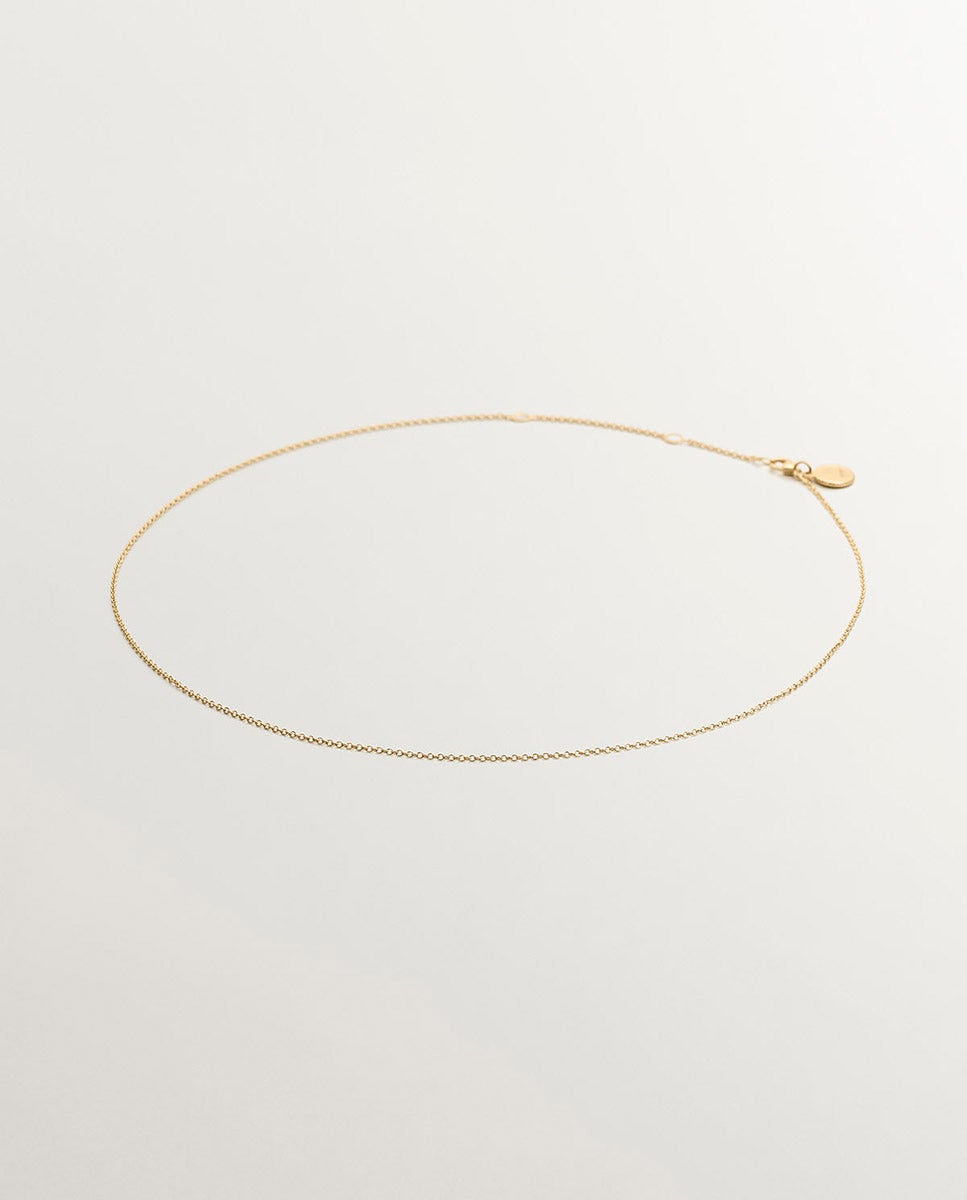 Corrente Simples Ajustável em Prata 925 Banhada em Ouro Amarelo de 18 K Ouro-1