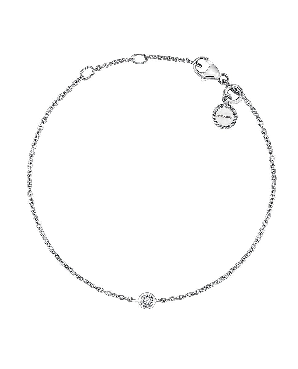 Pulseira Solitário de Prata 925 com Topázio em Branco Branco-1