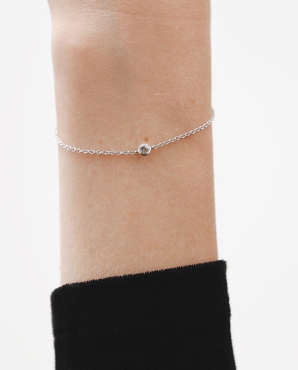 Pulseira Solitário de Prata 925 com Topázio em Branco Branco-2