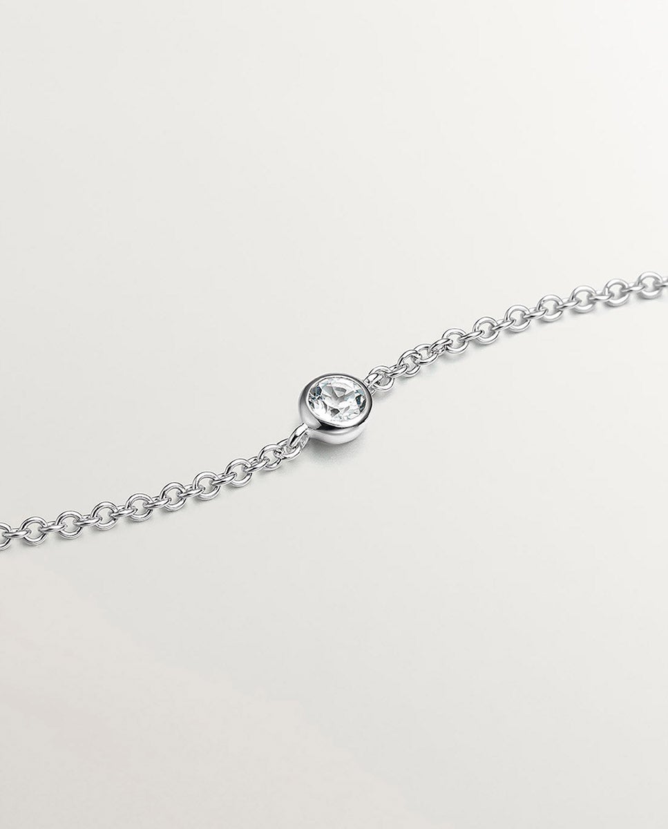 Pulseira Solitário de Prata 925 com Topázio em Branco Branco-3