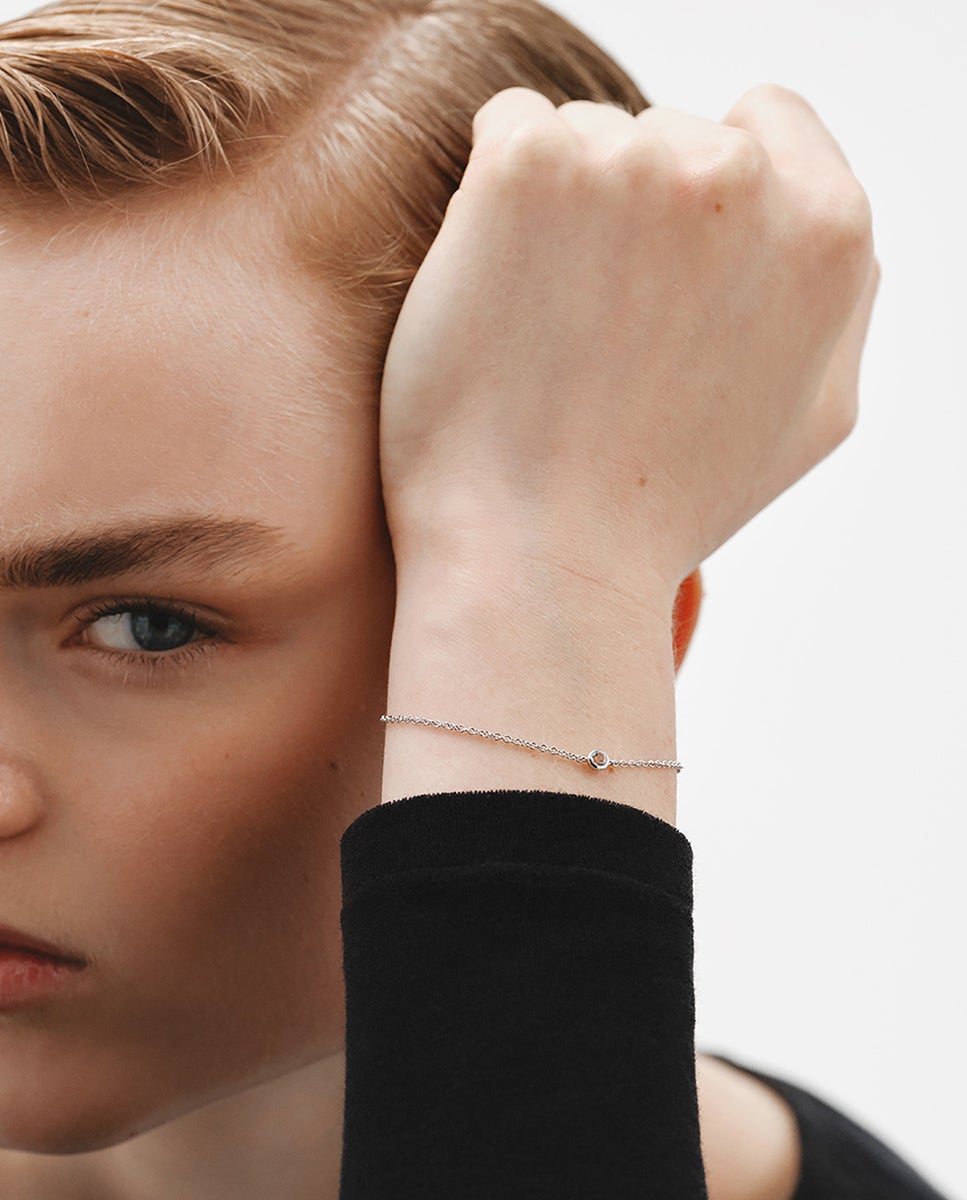 Pulseira Solitário de Prata 925 com Topázio em Branco Branco-4