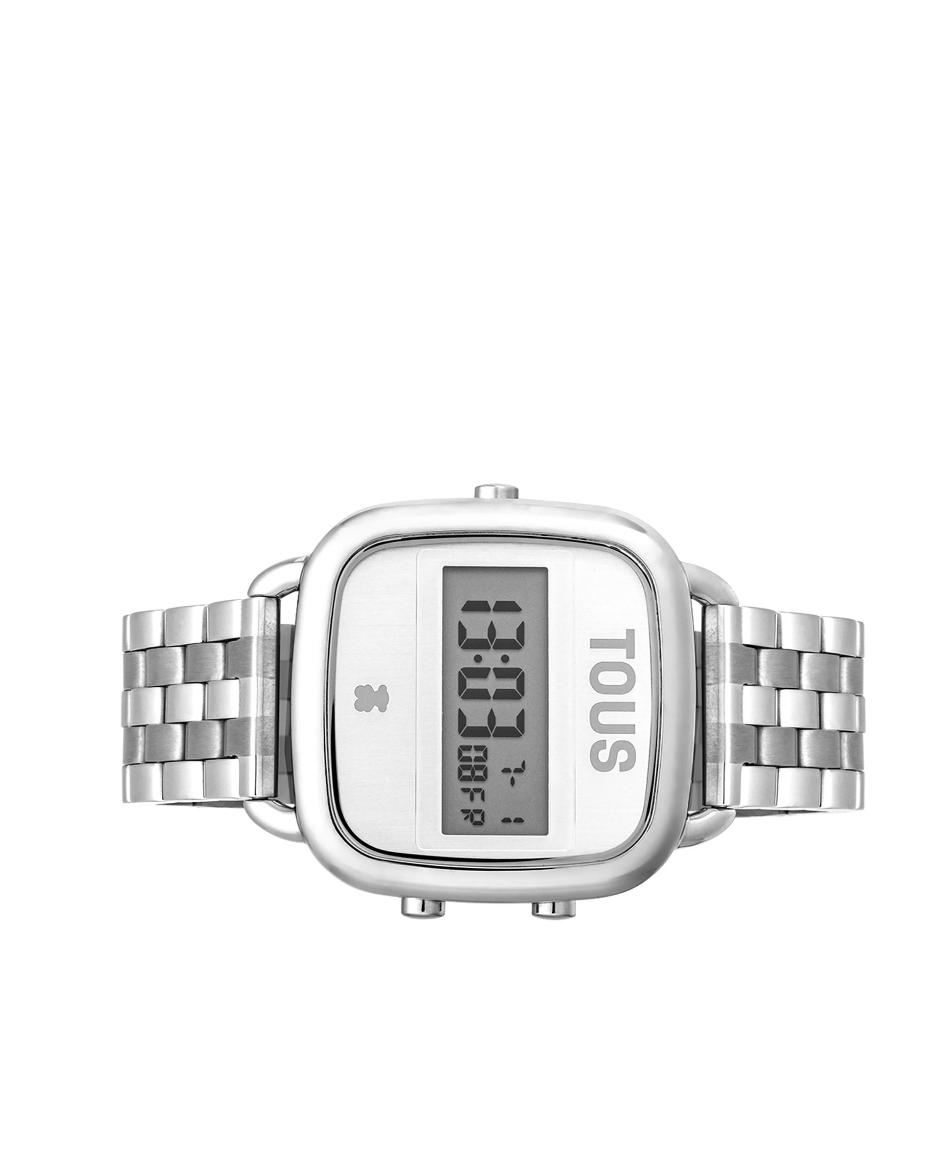 Relógio Digital D-logo com Bracelete de Aço Prata-2