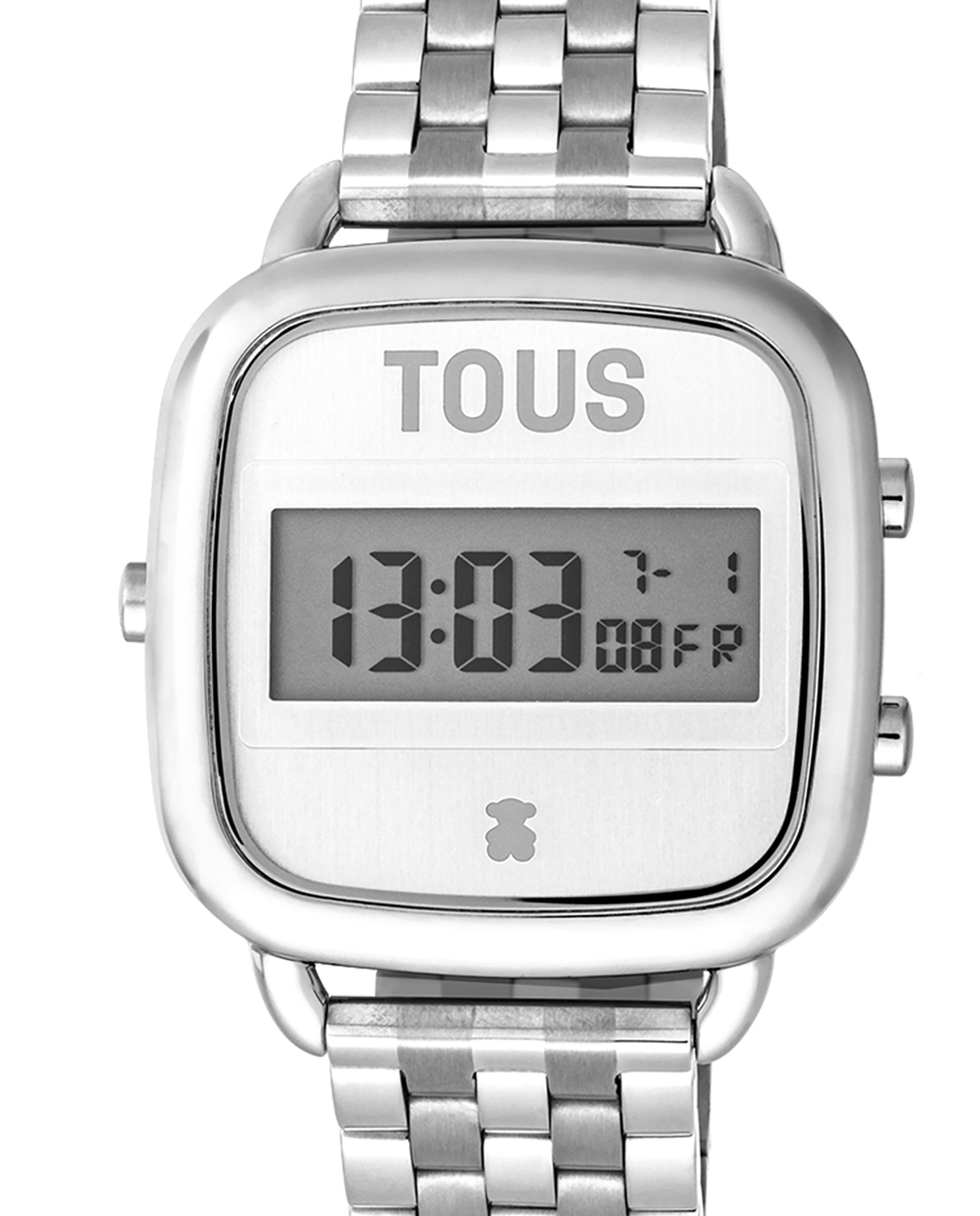 Relógio Digital D-logo com Bracelete de Aço Prata-3