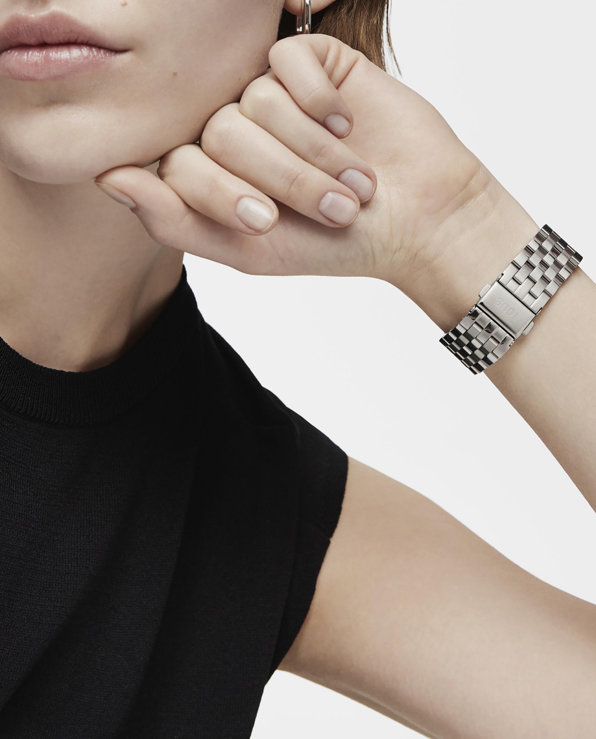 Relógio Digital D-logo com Bracelete de Aço Prata-6