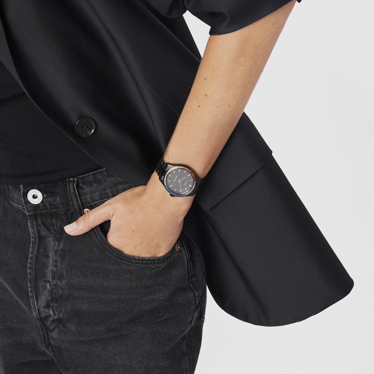 Relógio Analógico T-Shine com Bracelete de Aço IP Preto Preto-6