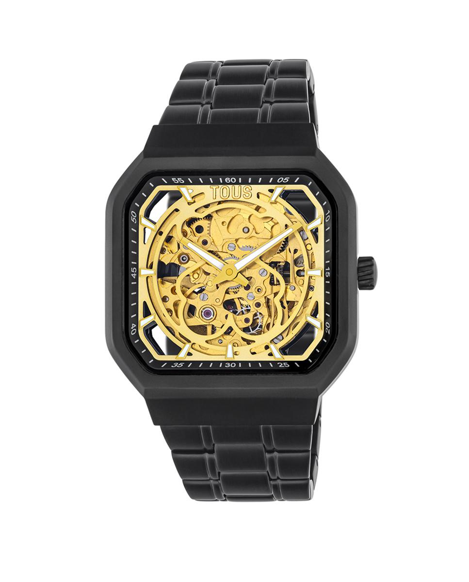 Imagem 0 de Relógio Automático D-Bear com Bracelete de Aço IP Preto