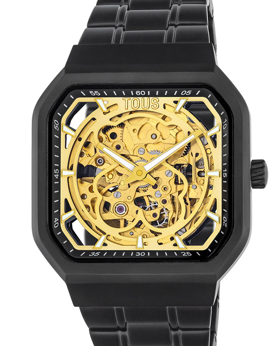 Relógio Automático D-bear com Bracelete de Aço Ip em Preto Preto-3