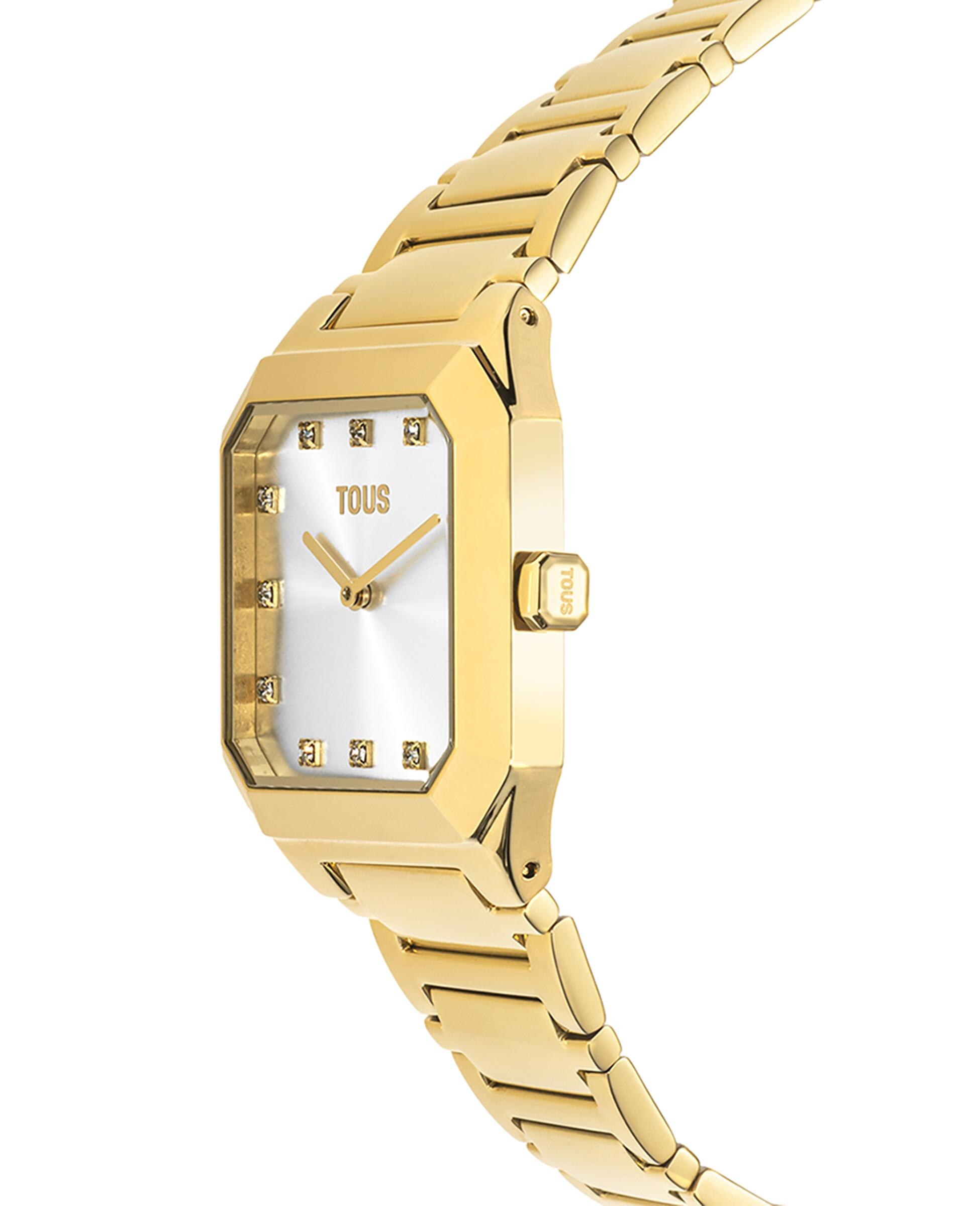 Relógio Analógico Karat Squared com Bracelete de Aço Ipg em Dourado Ouro-2
