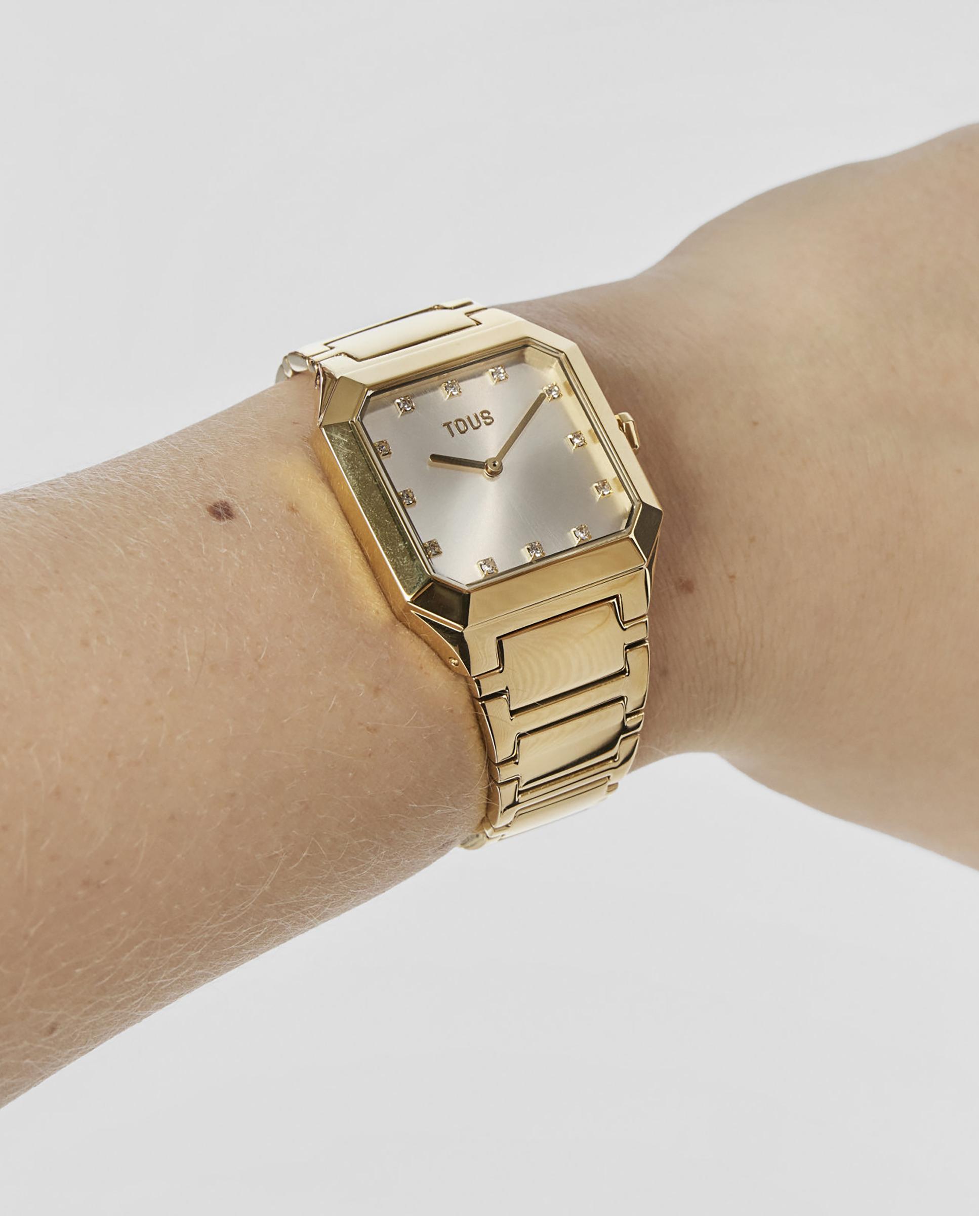 Relógio Analógico Karat Squared com Bracelete de Aço Ipg em Dourado Ouro-6