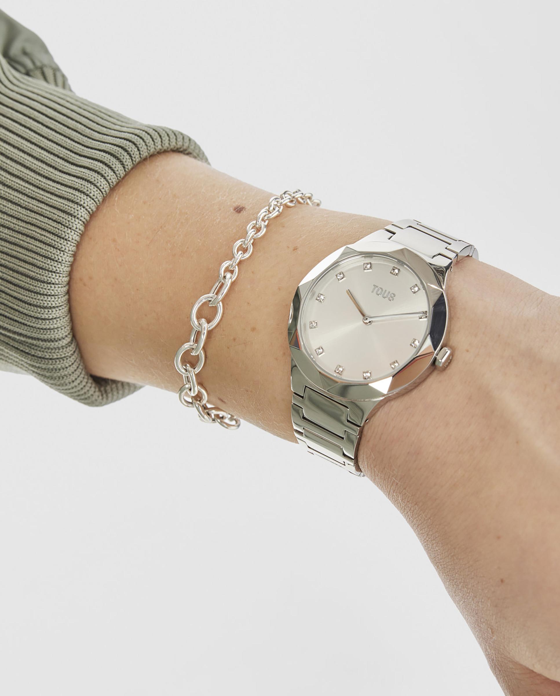 Relógio Analógico Karat Round com Bracelete de Aço Prata-5