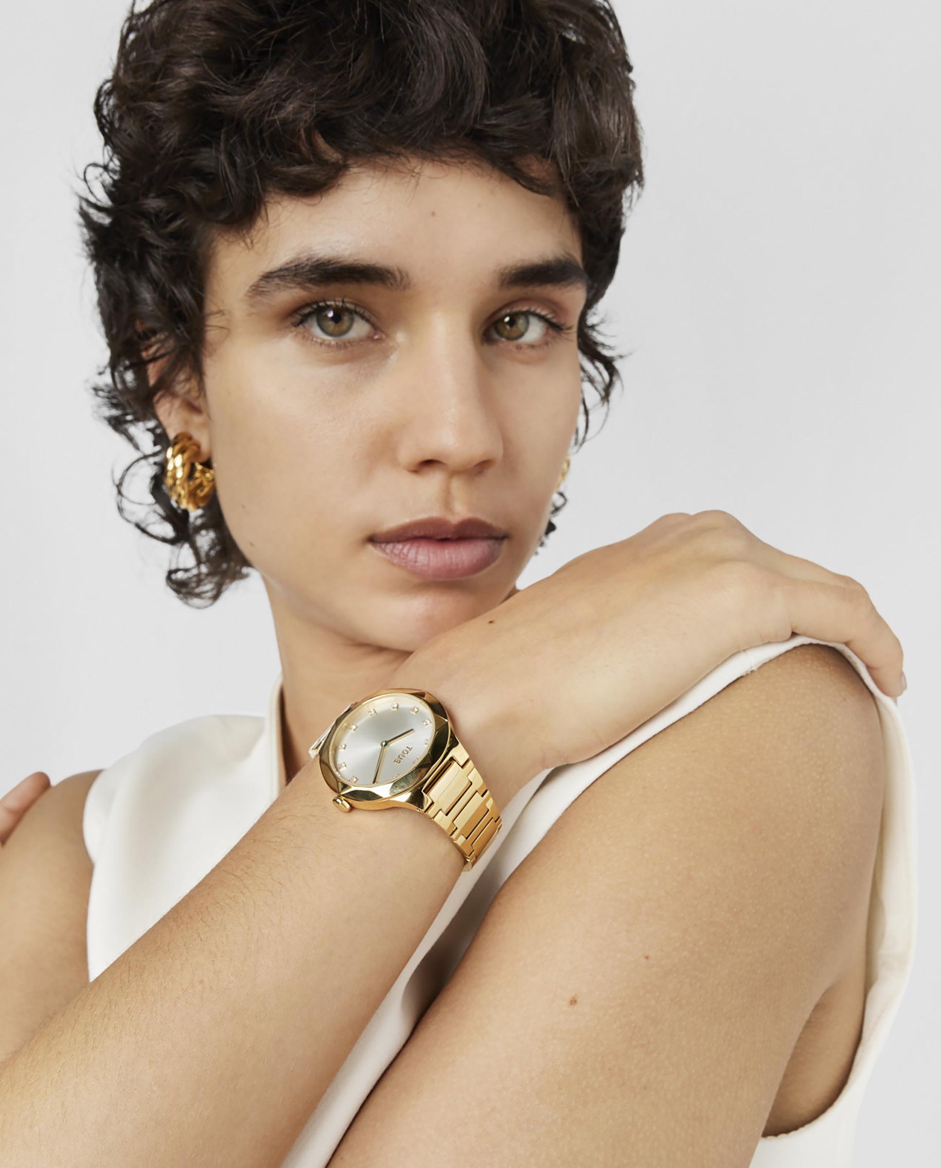 Relógio Analógico Karat Round com Bracelete de Aço Ipg em Dourado Ouro-6