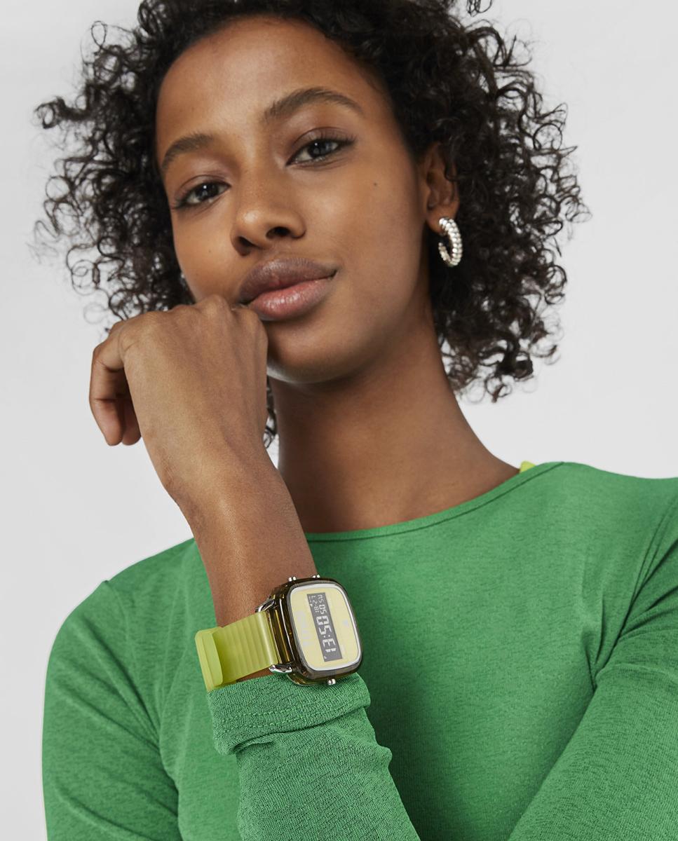 Relógio Digital D-logo Fresh de Policarbonato com Bracelete de Silicone em Verde Verde-flúor-4