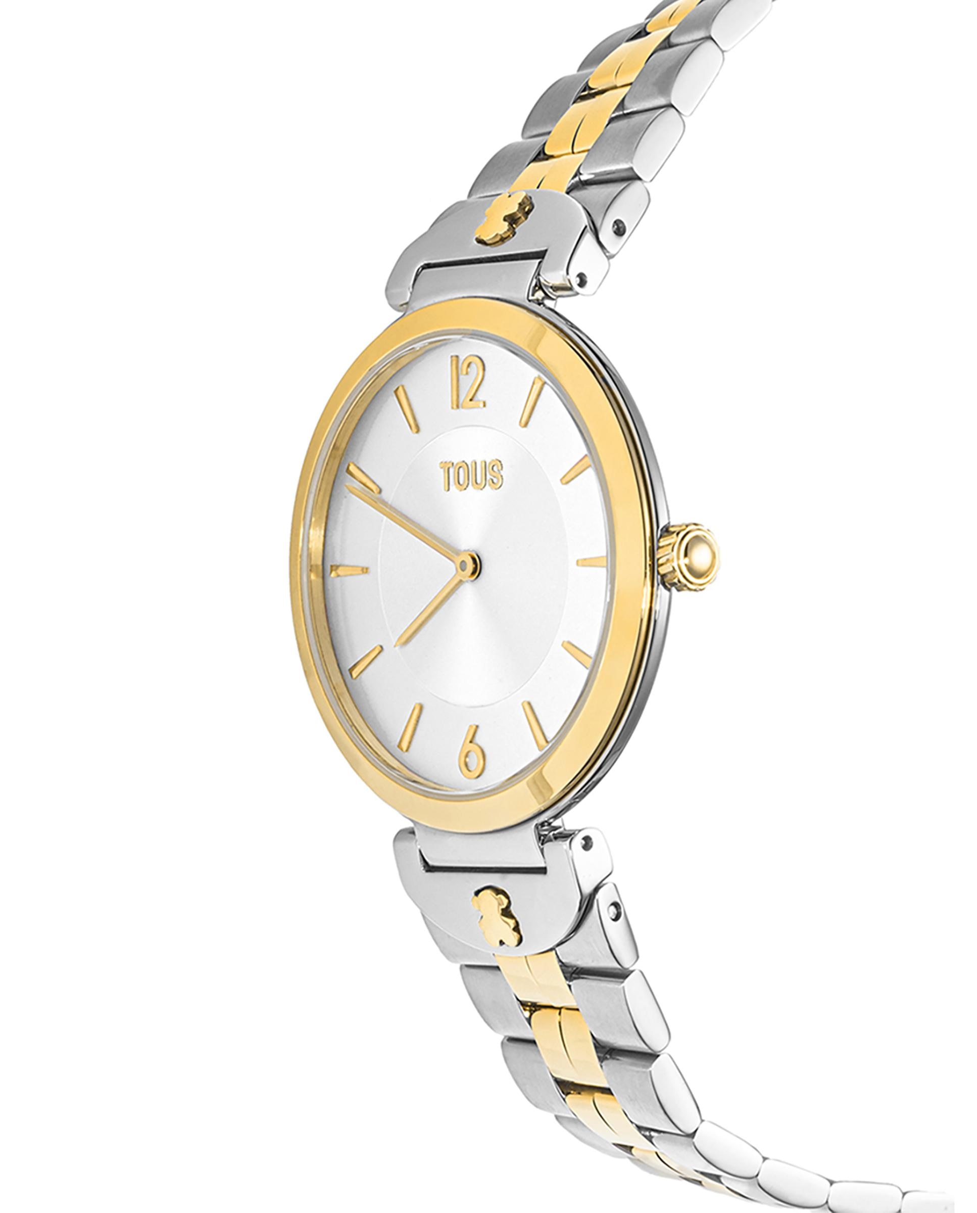 Relógio Analógico S-band com Bracelete de Aço e Aço Ipg Dourado Ouro / Prata-2