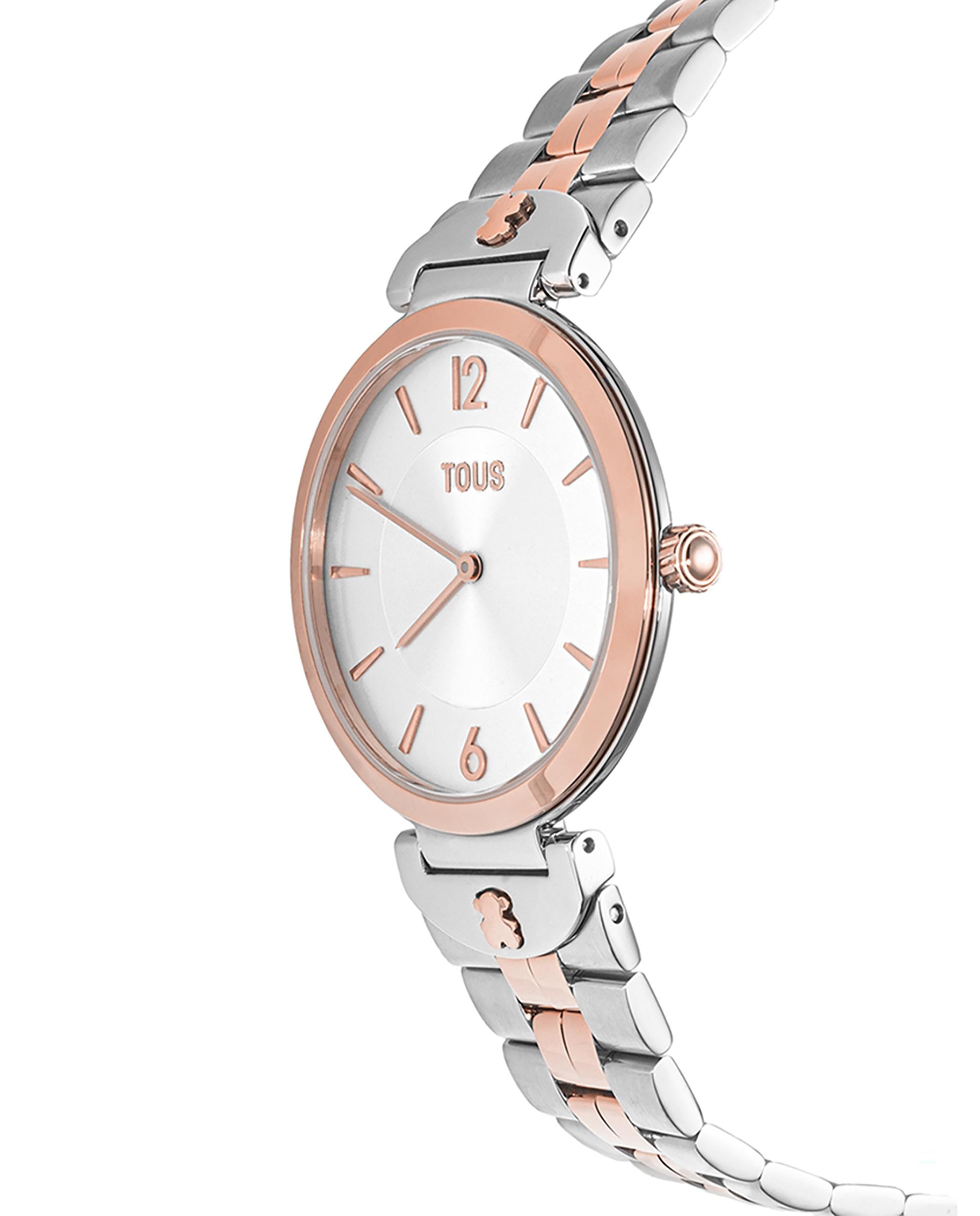 Relógio Analógico S-band com Bracelete de Aço e Aço Iprg Rosado Ouro / Prata-2