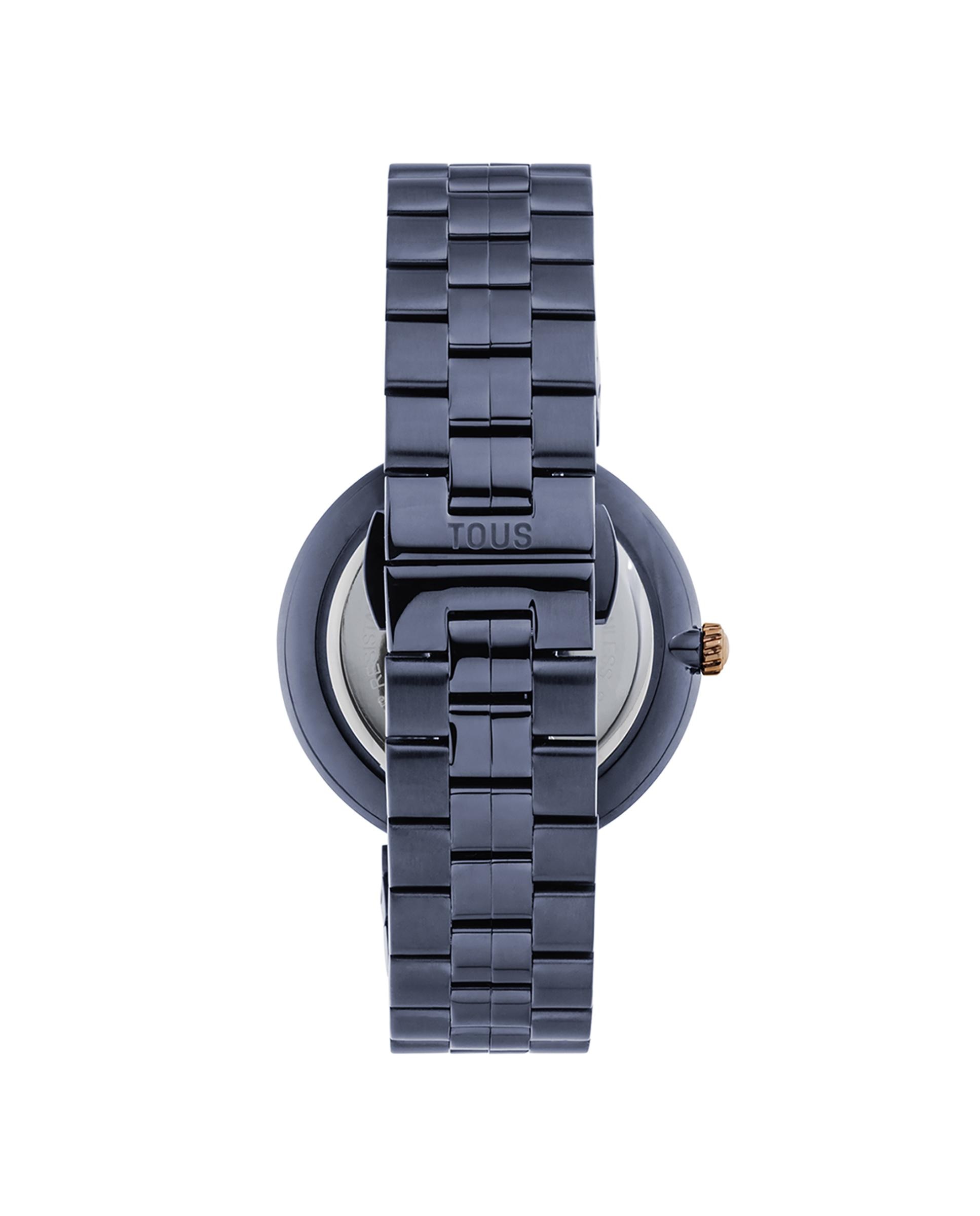 Relógio Analógico S-band com Bracelete de Aço Ip Azul e Aço Iprg Rosado Azul-3