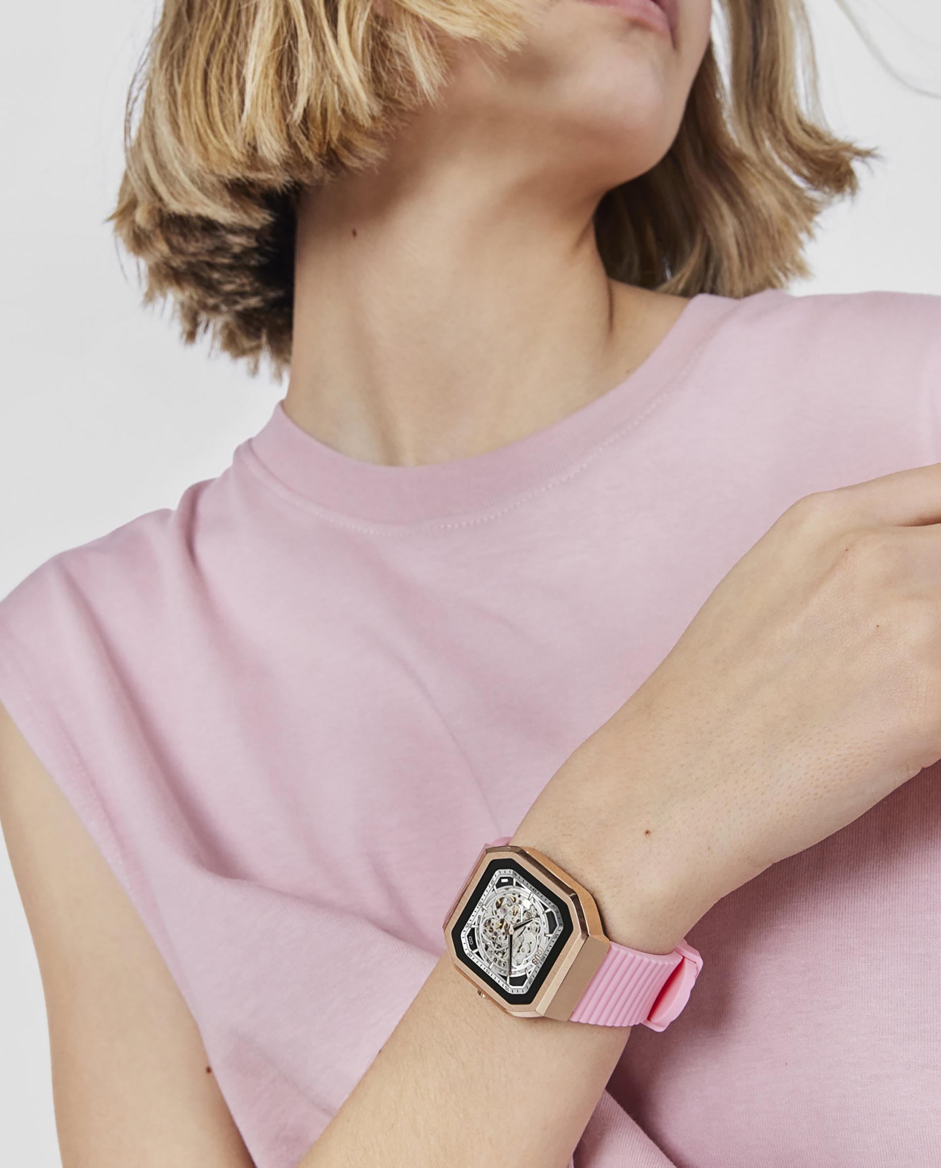 Smartwatch B-connect com Bracelete de Nylon e Bracelete de Silicone em Rosa Multicolor-6
