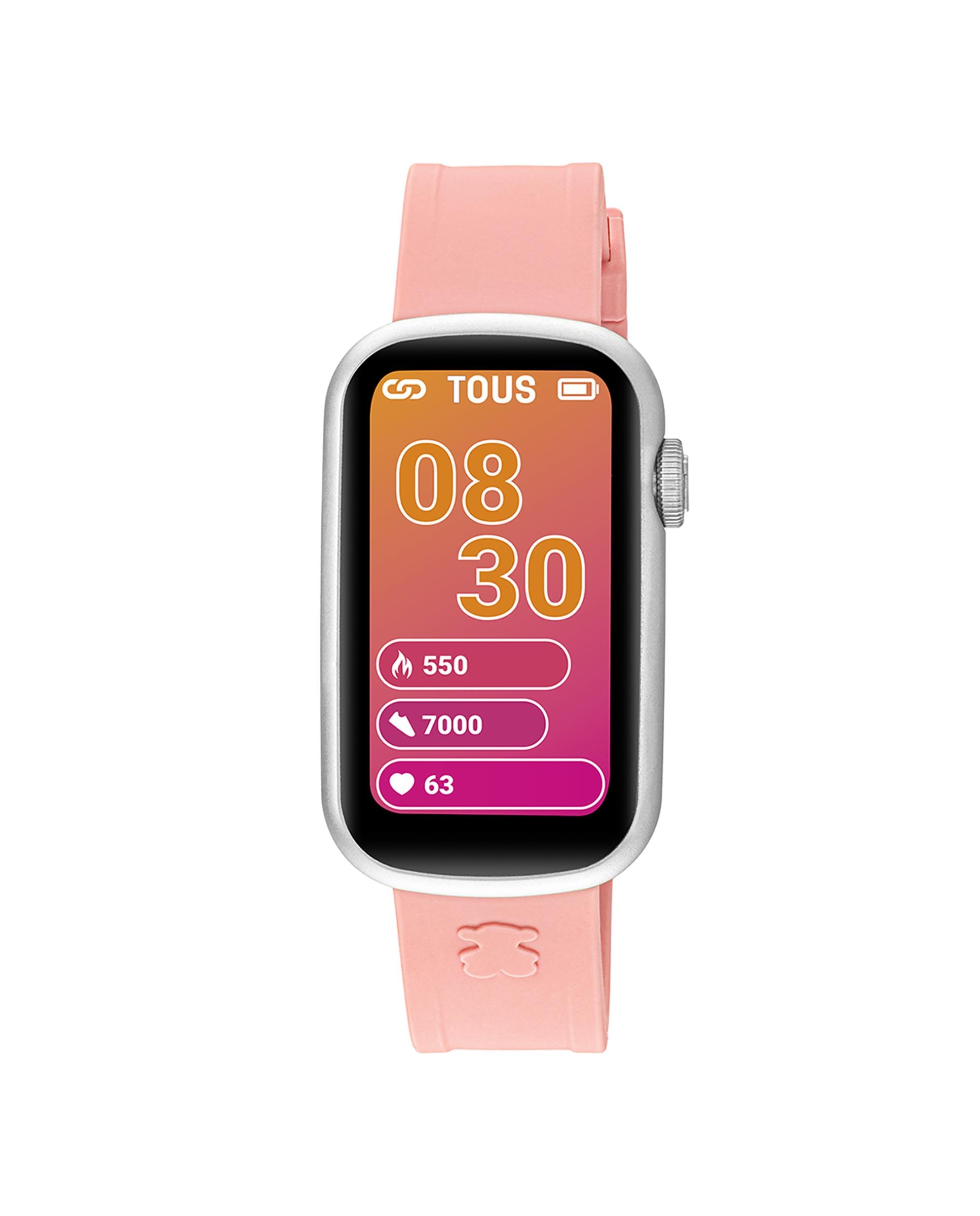 Smartwatch T-band com Bracelete de Nylon e Bracelete de Silicone Rosa Prata-2