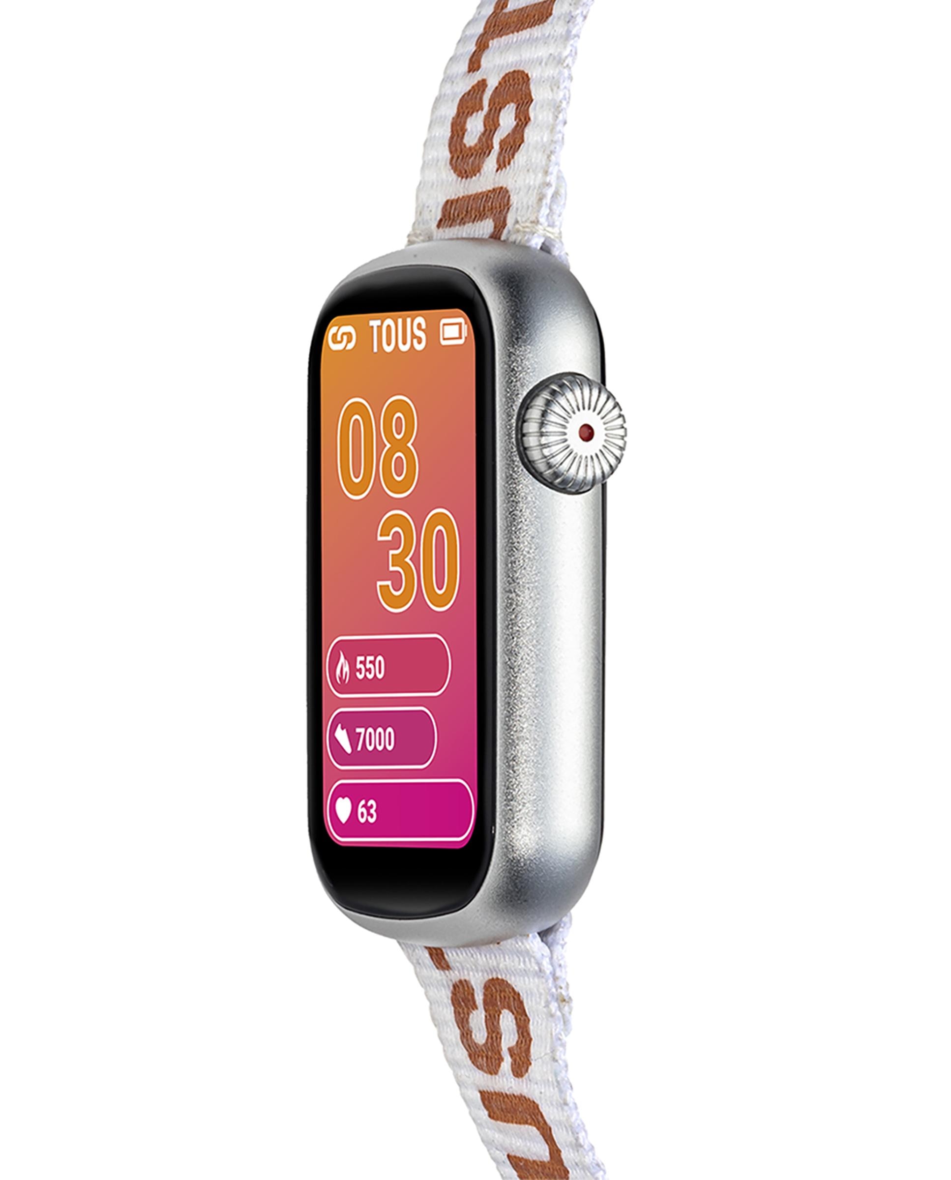 Smartwatch T-band com Bracelete de Nylon e Bracelete de Silicone Rosa Prata-3
