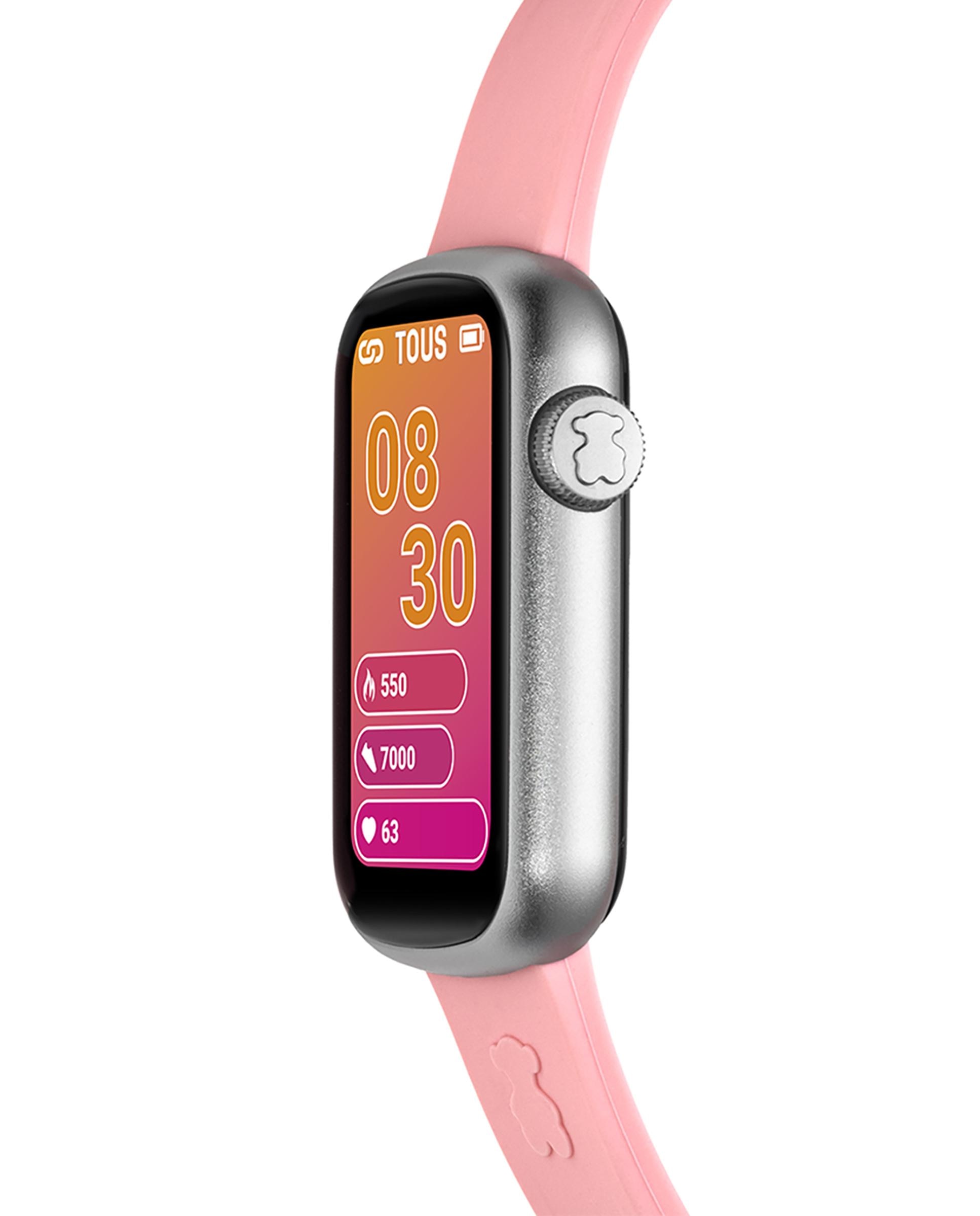 Smartwatch T-band com Bracelete de Nylon e Bracelete de Silicone Rosa Prata-4