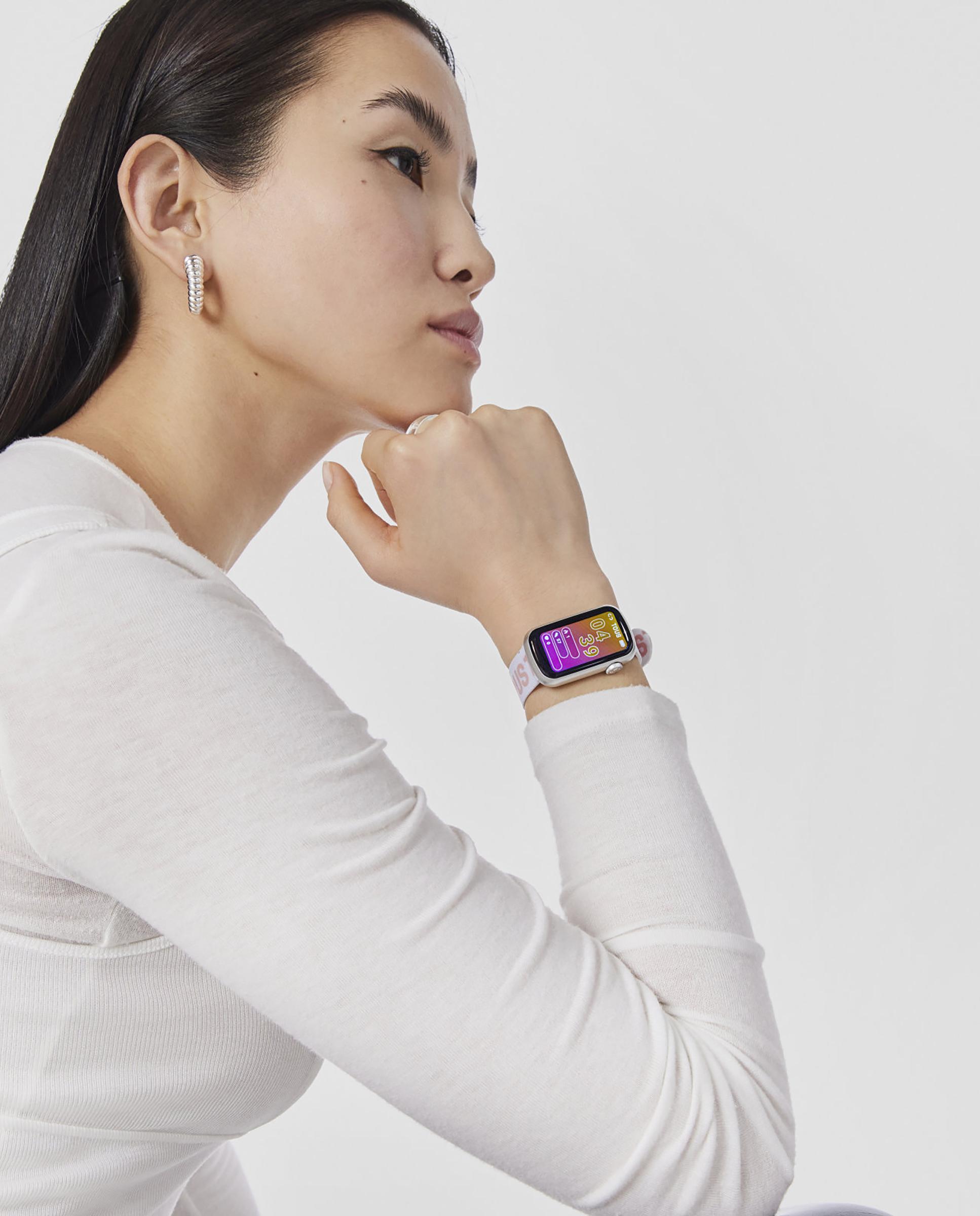 Smartwatch T-band com Bracelete de Nylon e Bracelete de Silicone Rosa Prata-6