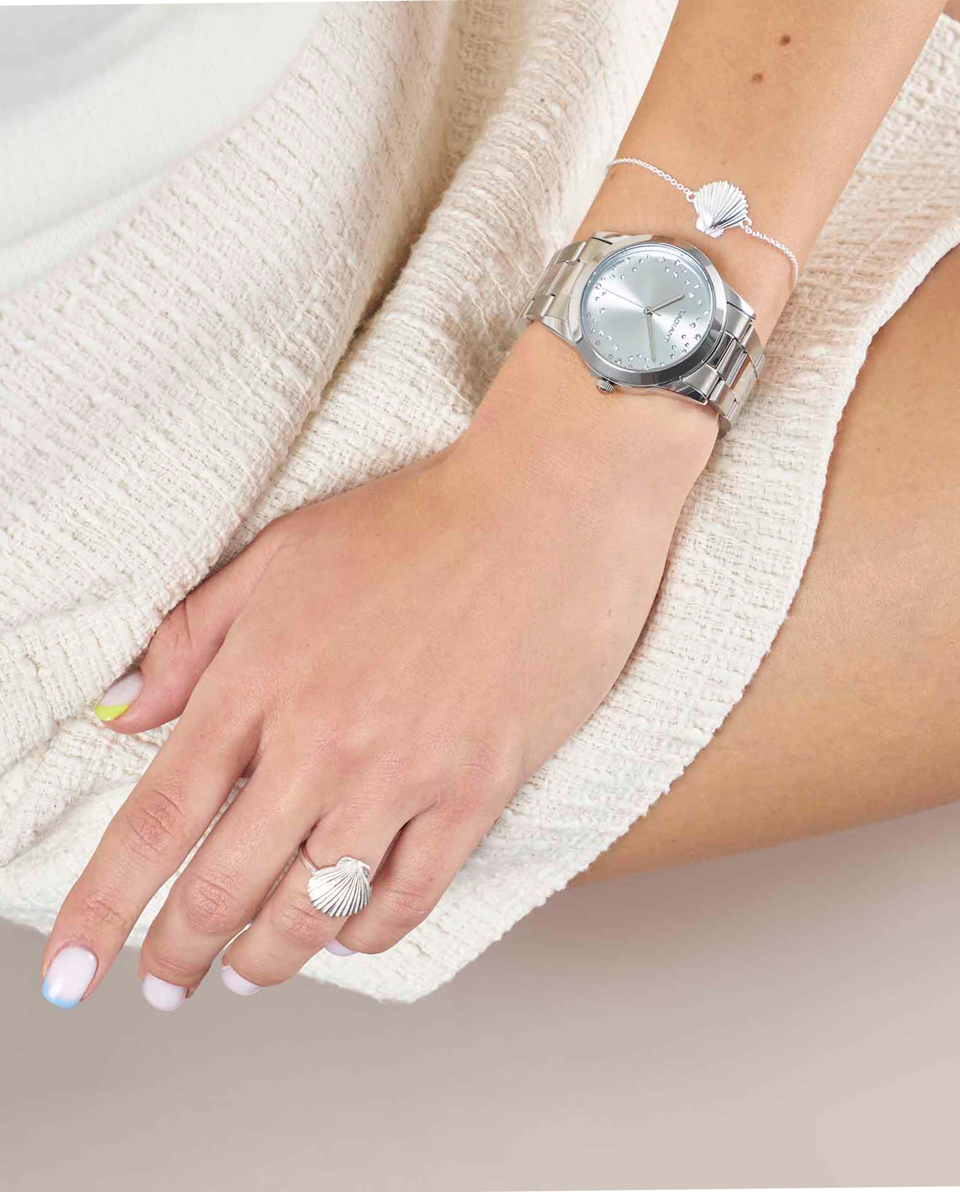 Relógio Analógico Fiji Ra606201 de Aço e Bracelete Prateada em Cinzento Prata-2