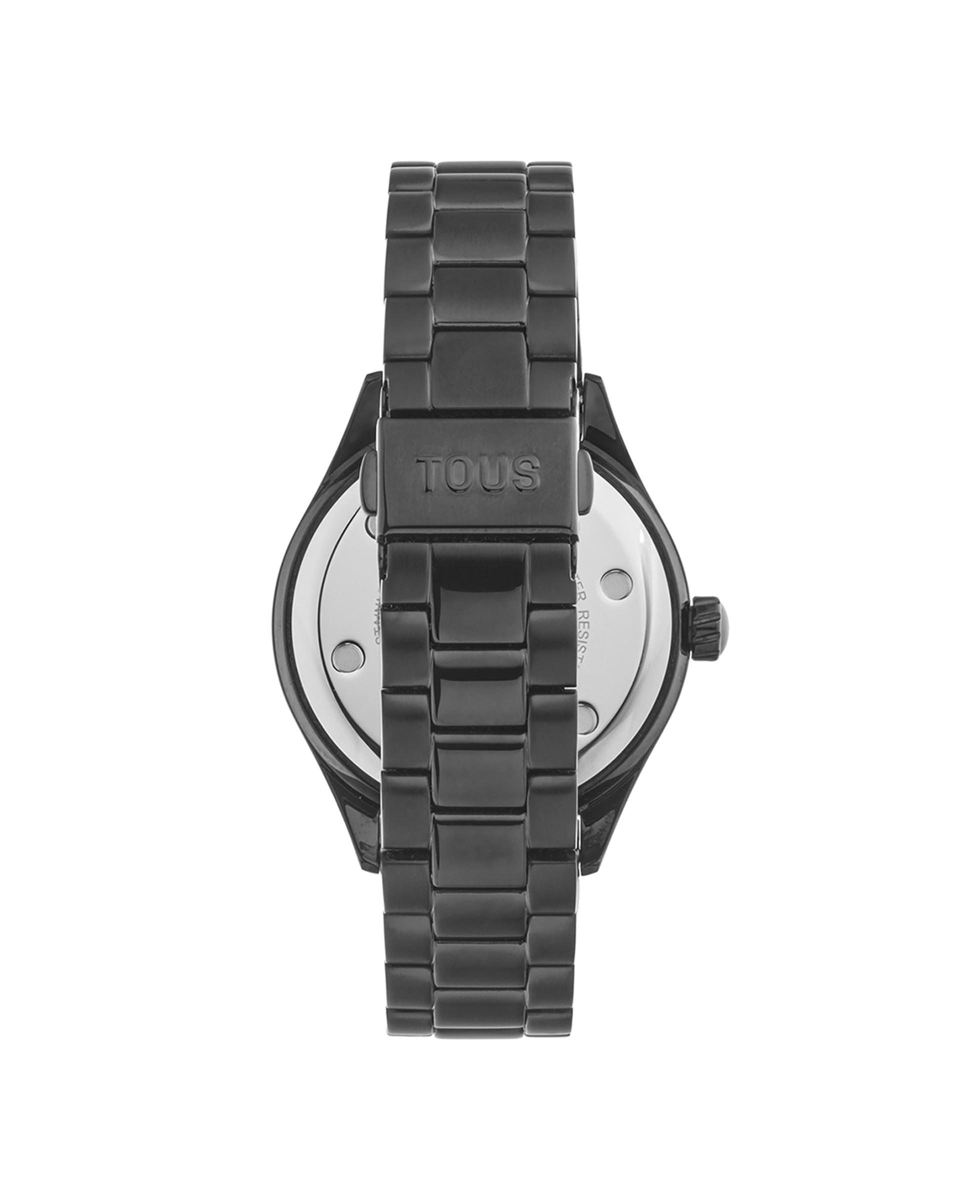 Relógio Analógico T-logo com Bracelete de Aço Ip em Preto e Cristais Preto-3