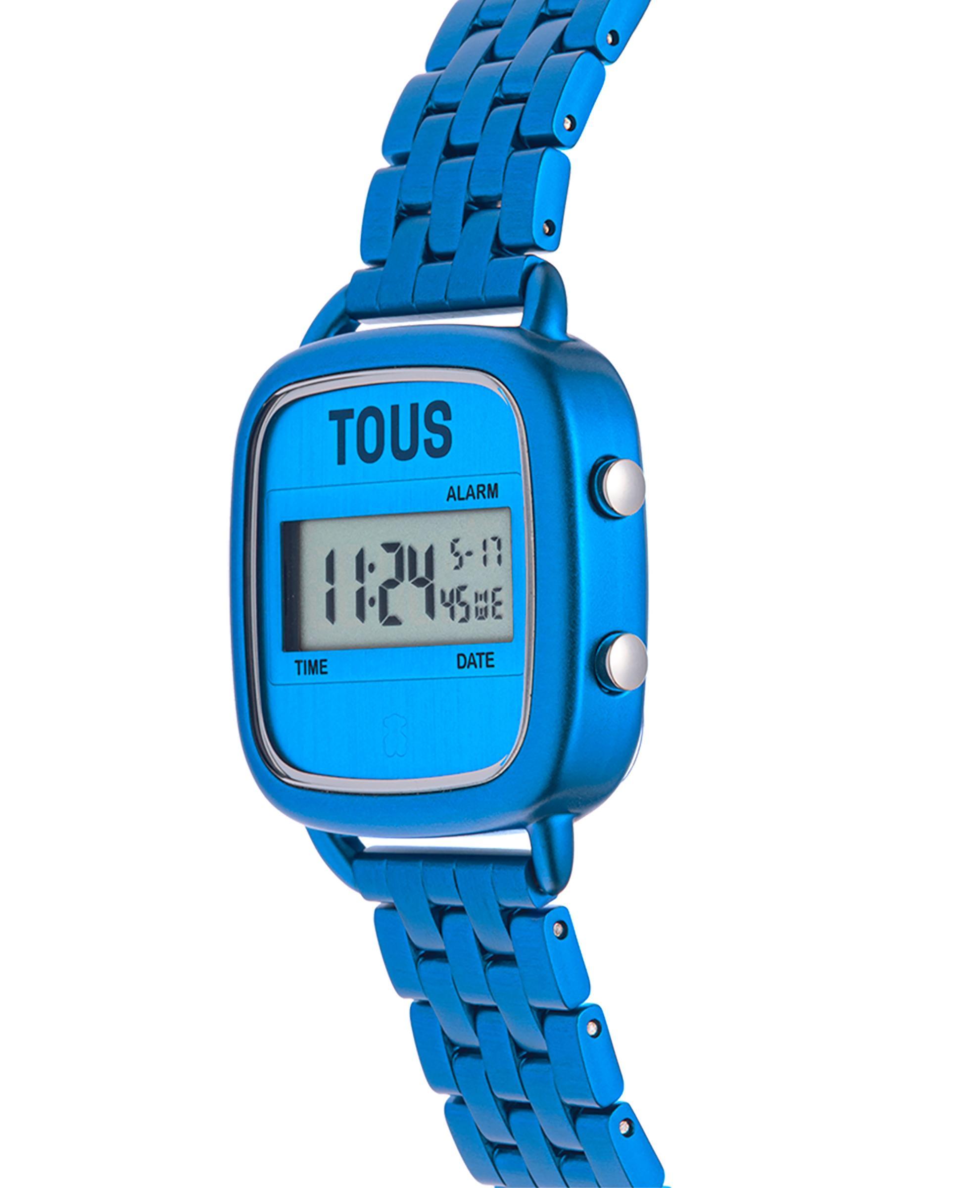 Relógio Digital D-logo com Bracelete de Aço em Azul Azul-2