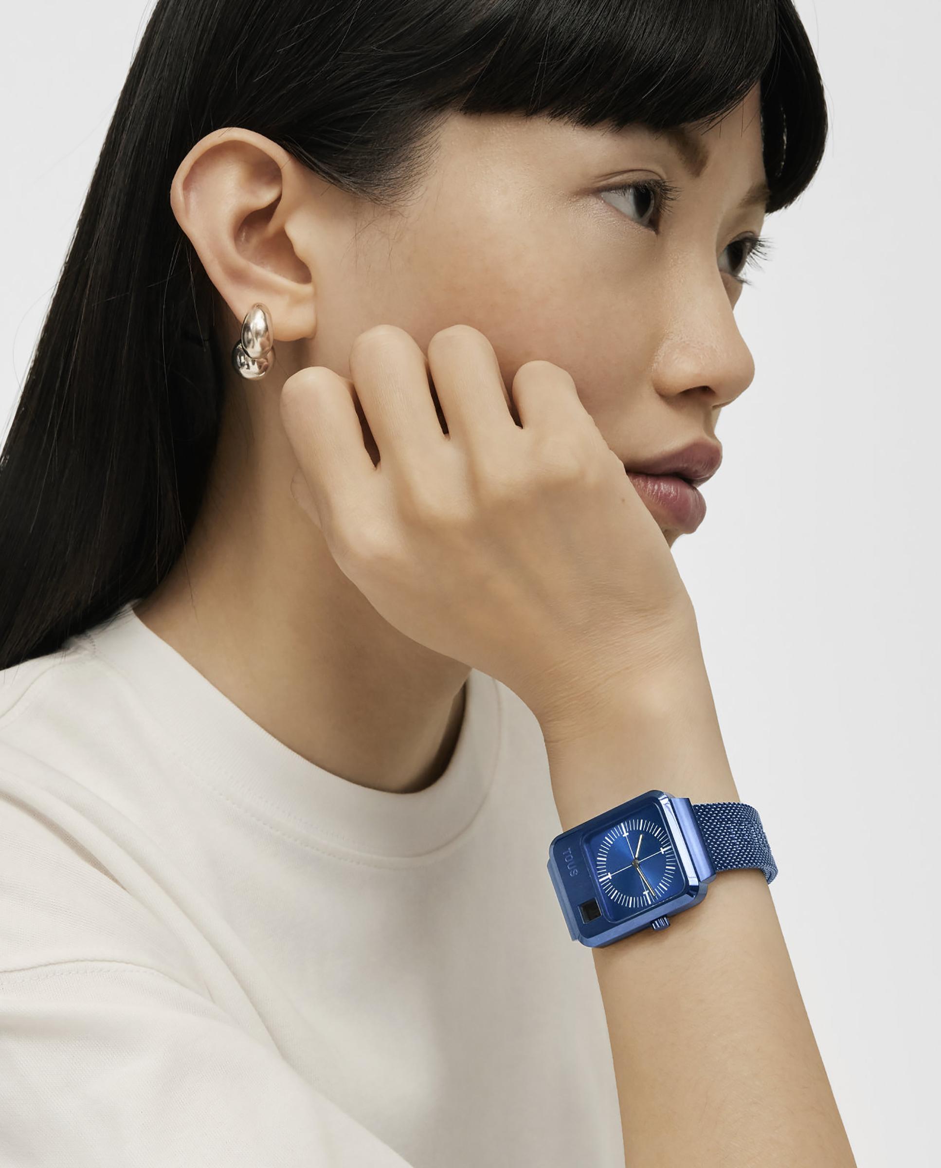 Relógio Analógico Mars com Bracelete de Aço Ip Azul Azul-4